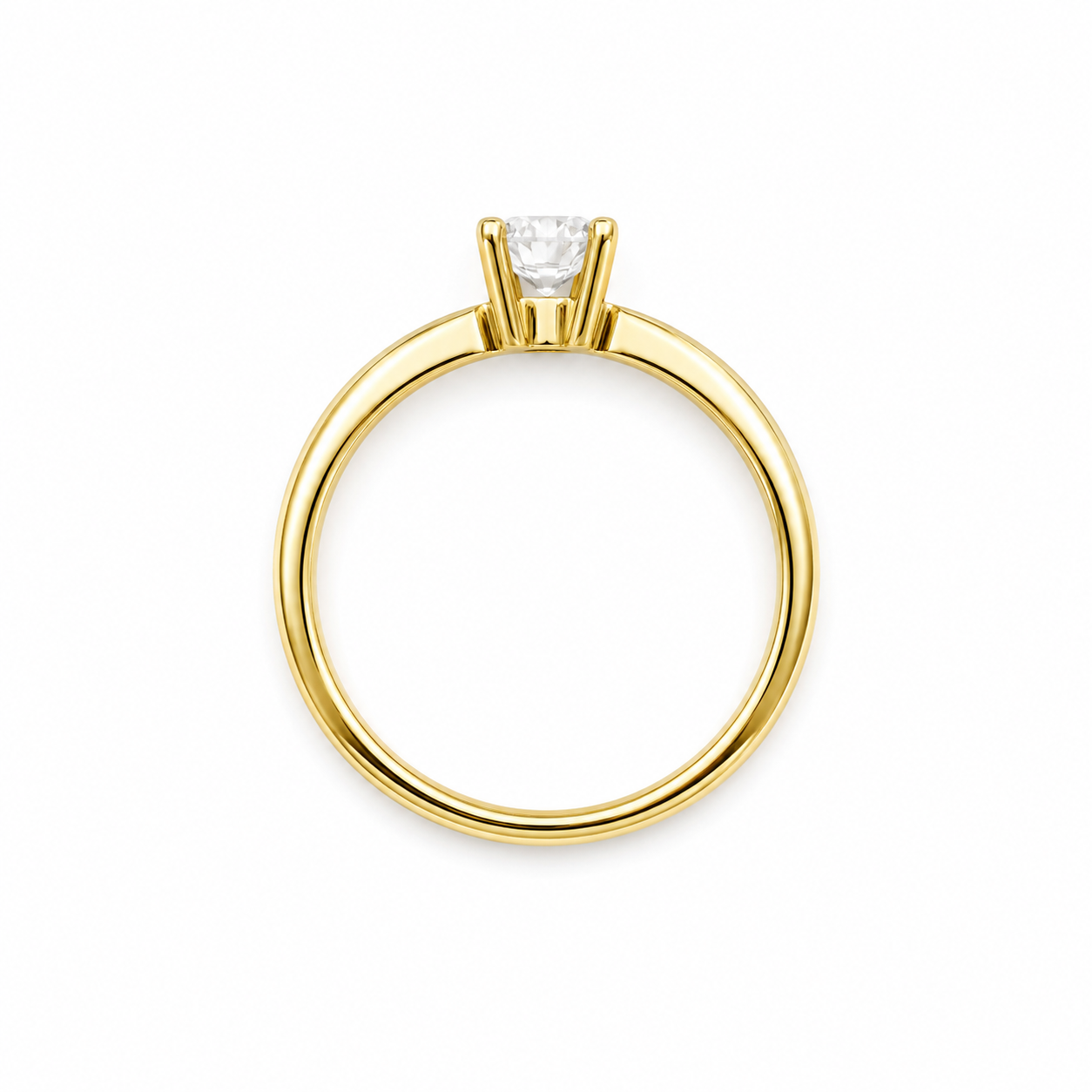 Anello Solitario Cuore in Oro Giallo 9KT con Zircone