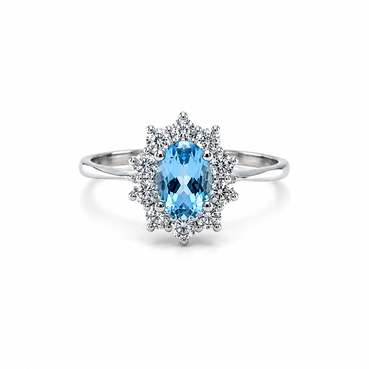 Anello Oro 9Kt con Zirconi Azzurro e Bianchi