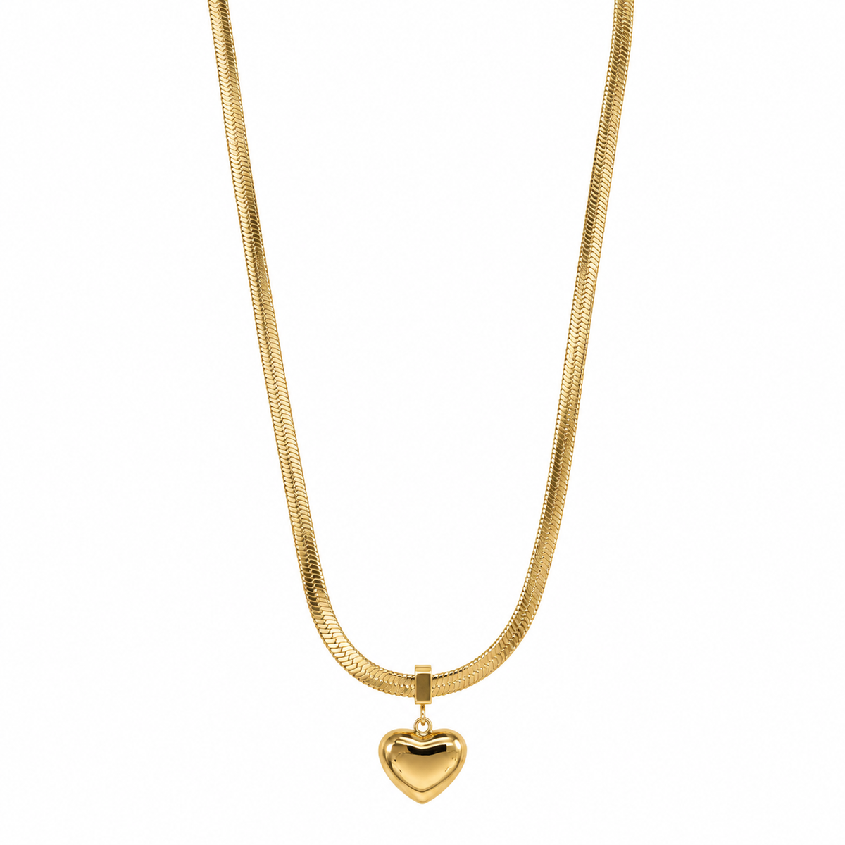 Collana in Acciaio Dorato con Cuore Pendente