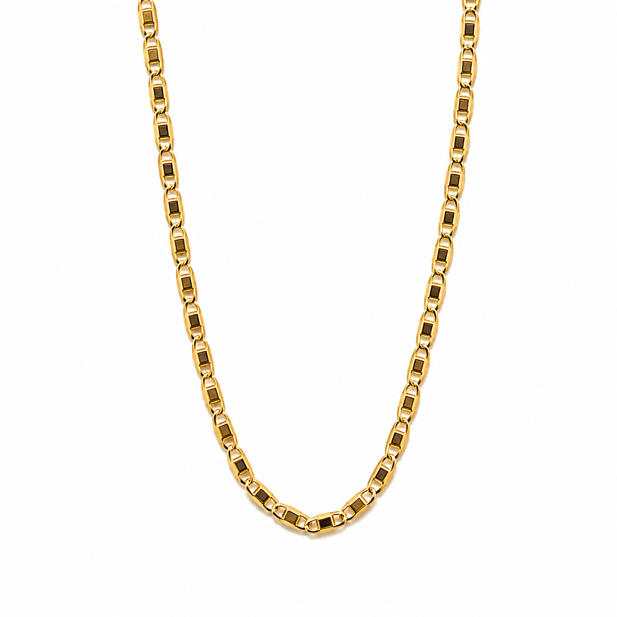 Collana Oro Giallo con Maglie Rettangolari Lucide