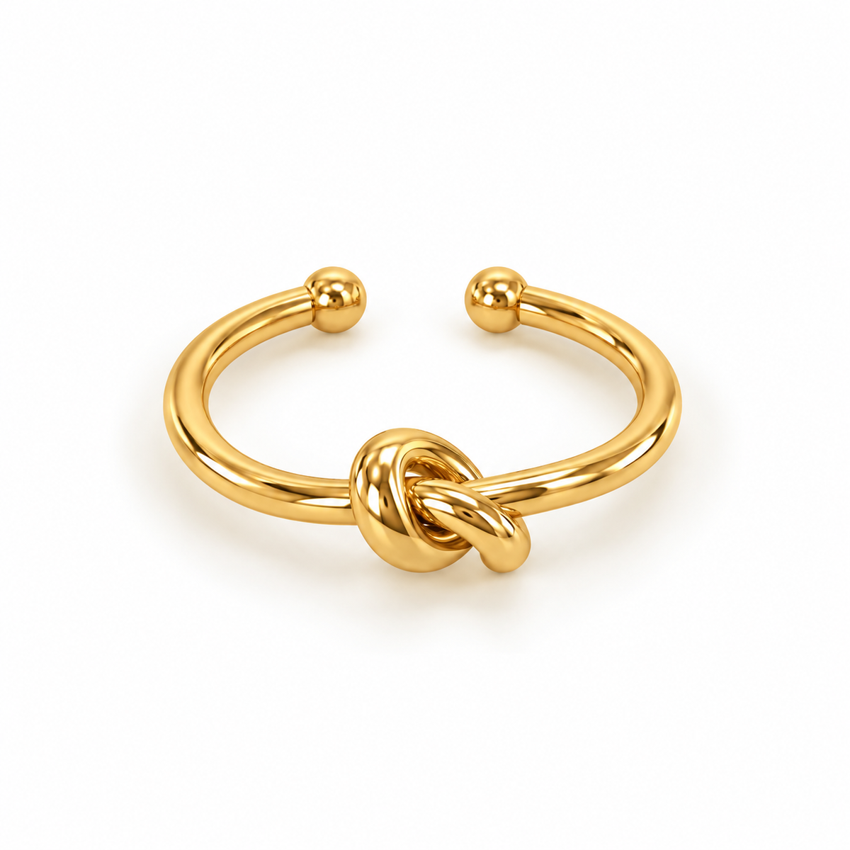 Anello in Acciaio Dorato con Nodo