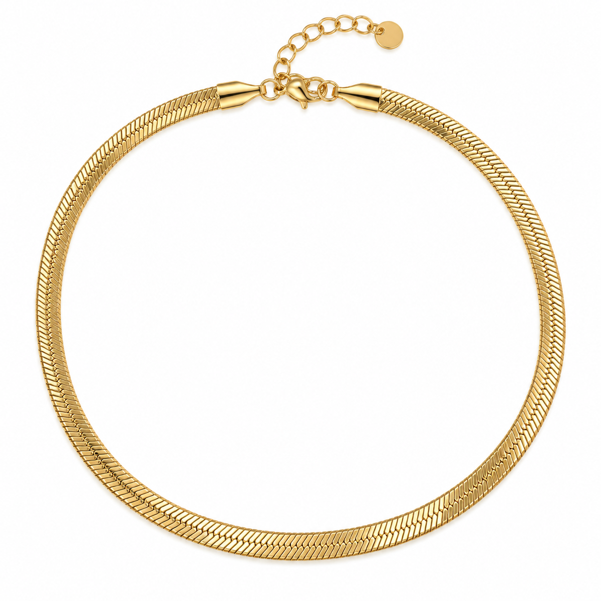 Collana in Acciaio Dorato a Maglia Piatta