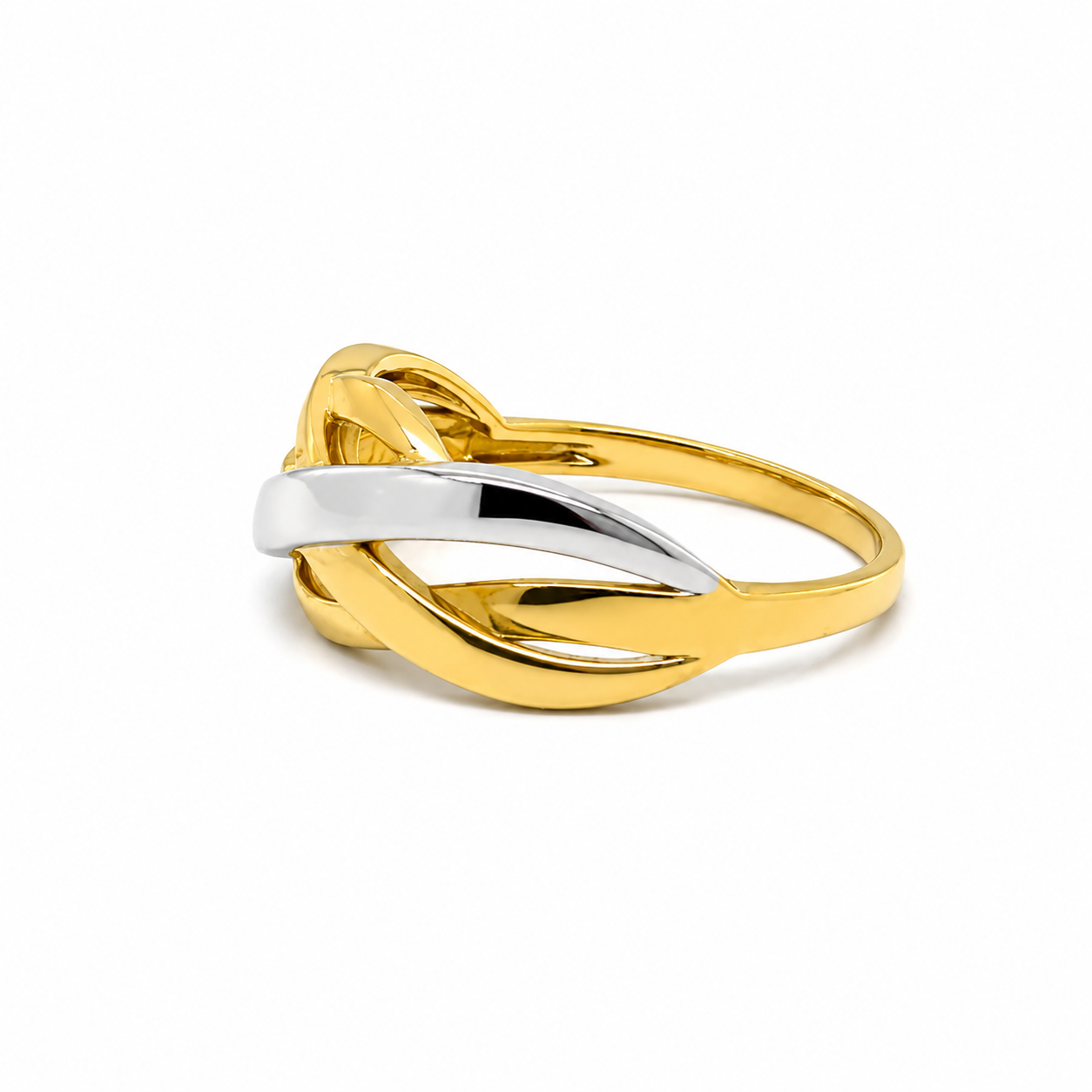 Anello Intrecciato Bicolore in Oro Giallo e Bianco 9KT