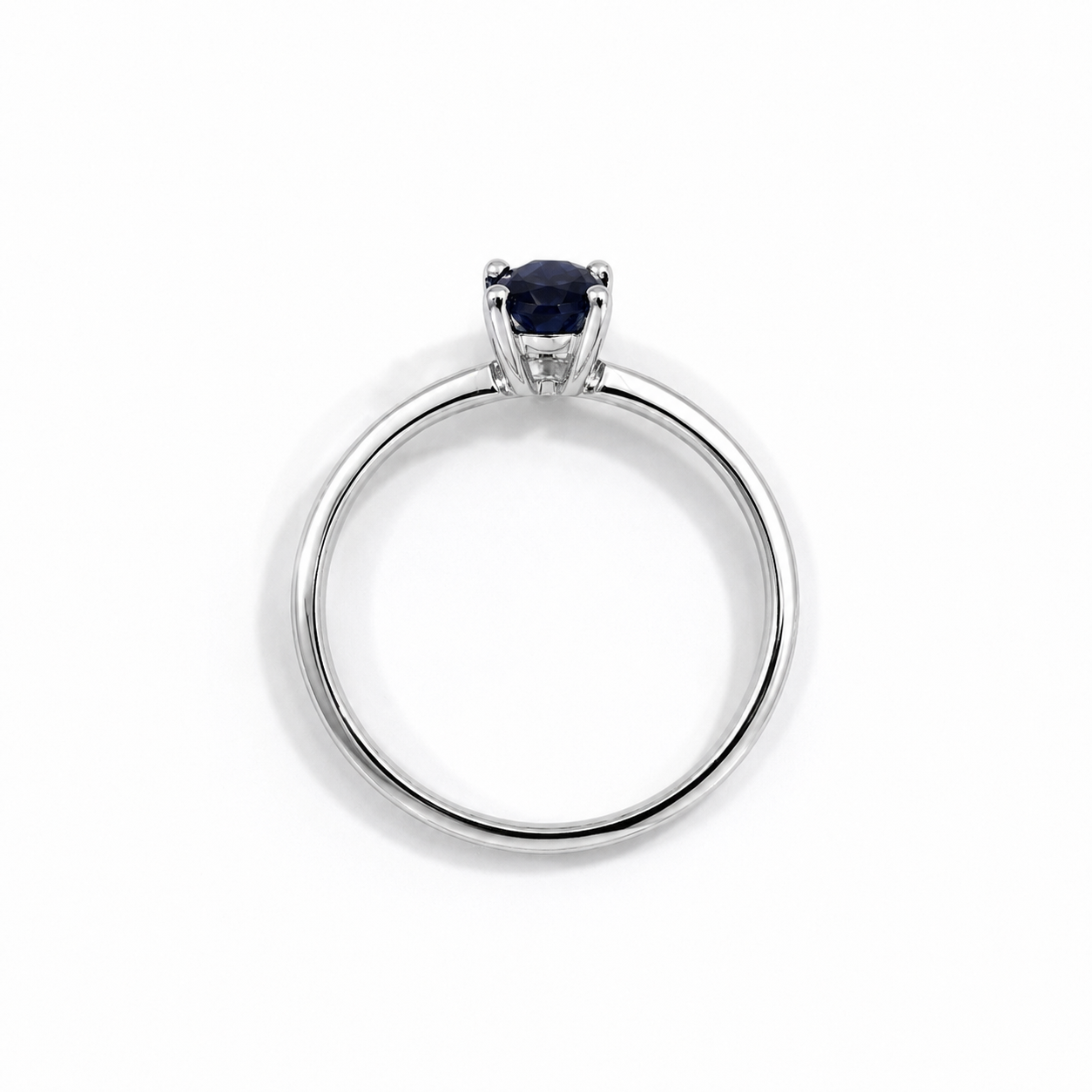 Anello Oro Bianco 9Kt con Zircone Cuore Blu