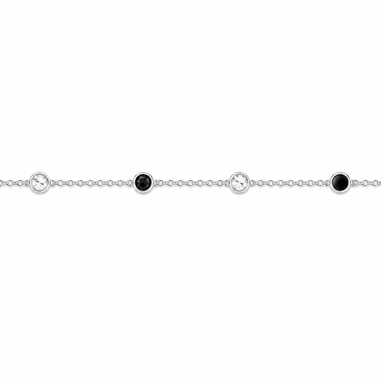 Bracciale in Argento con Zirconi Neri e Bianchi