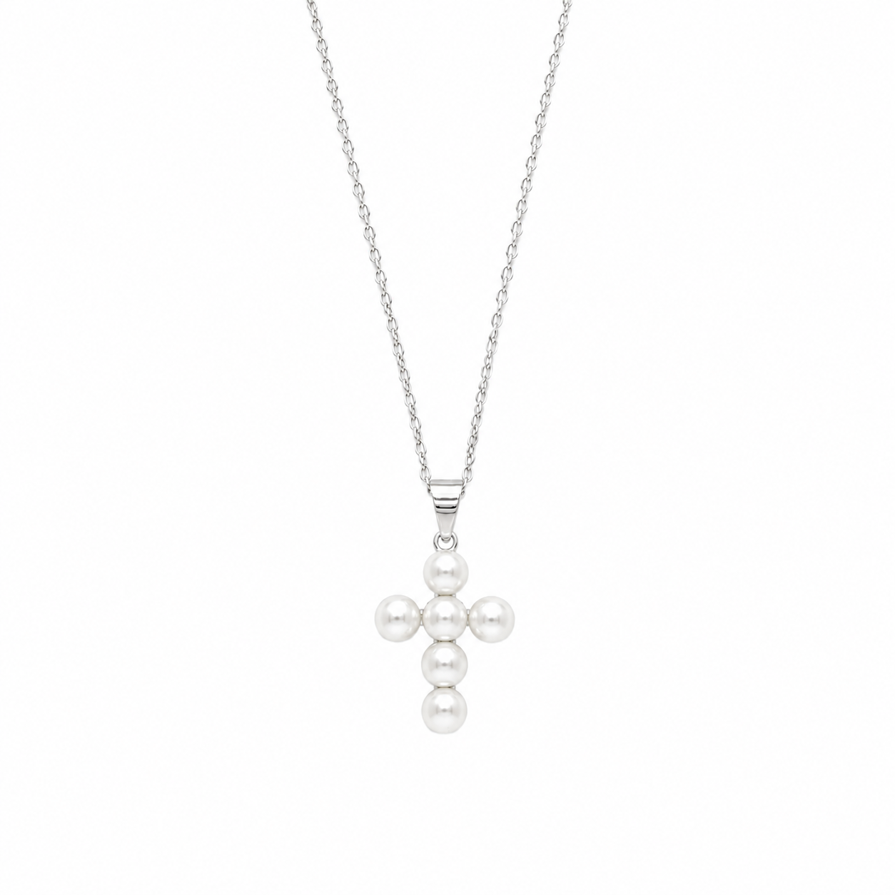 Collana in Argento con Croce di Perle
