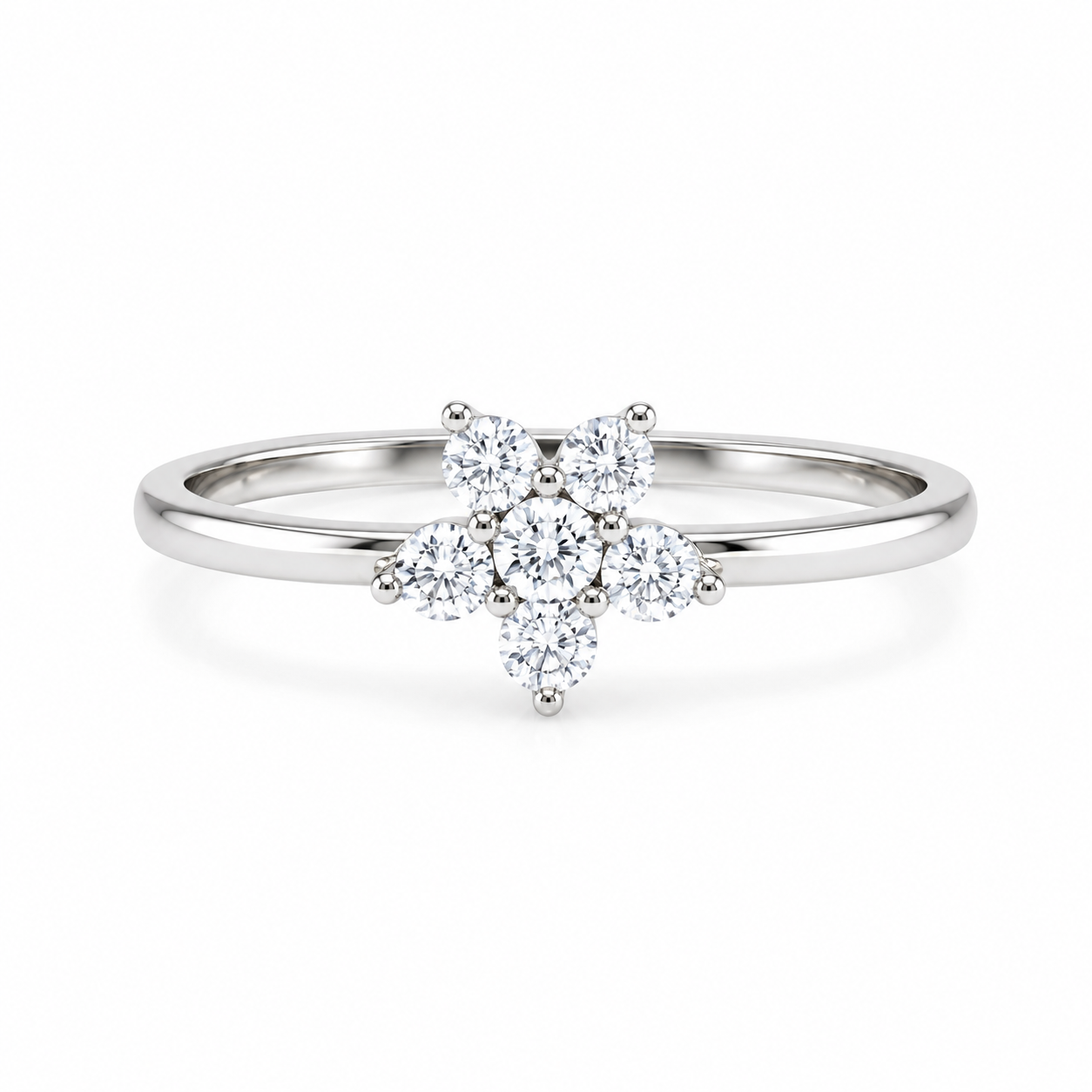 Anello Fiore in Argento con Zirconi