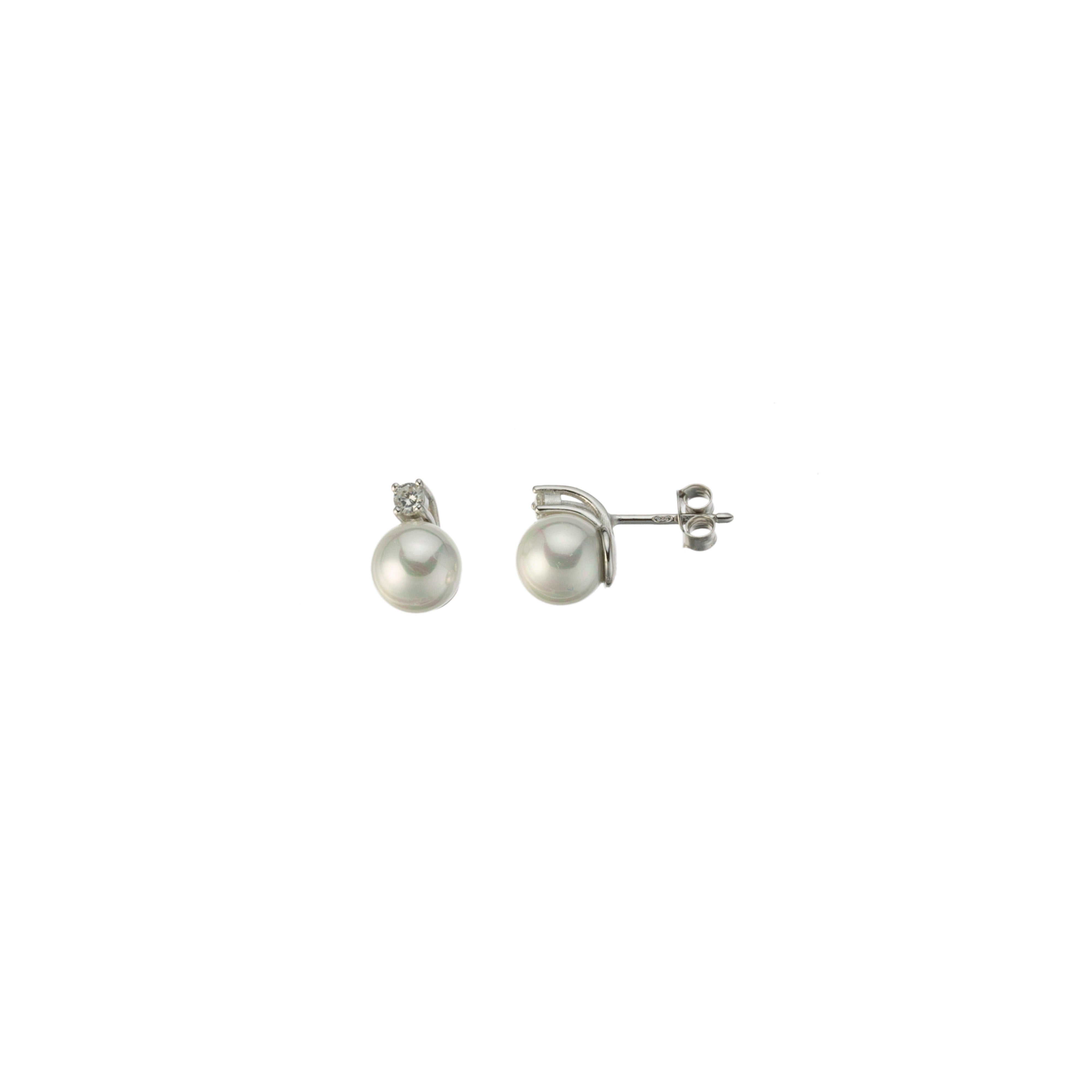 Orecchini in argento con perle bianche e Cubic Zirconia