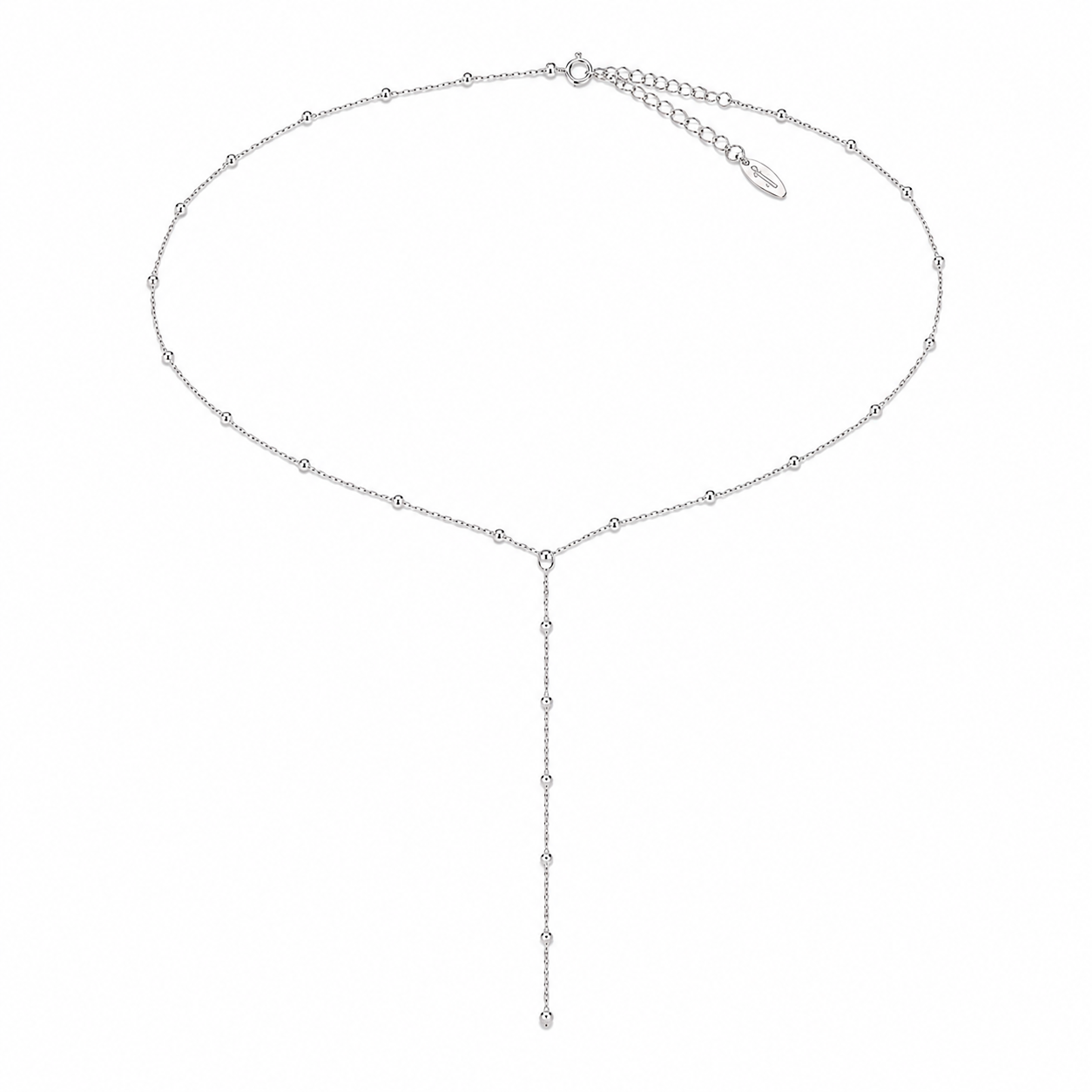 Collana Lunga con Sfere Lucide in Argento