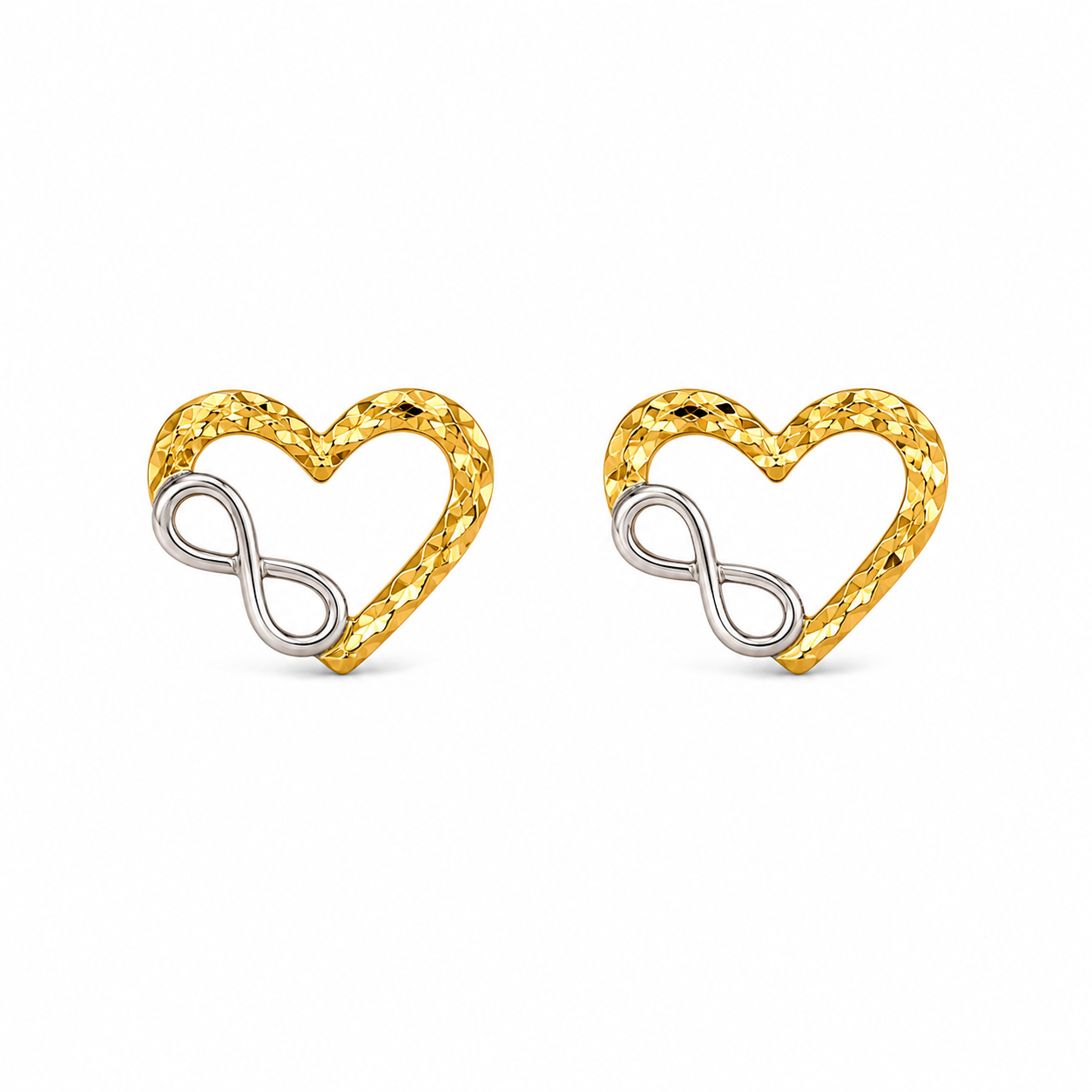 Orecchini Cuore Infinito In Oro Giallo e Bianco