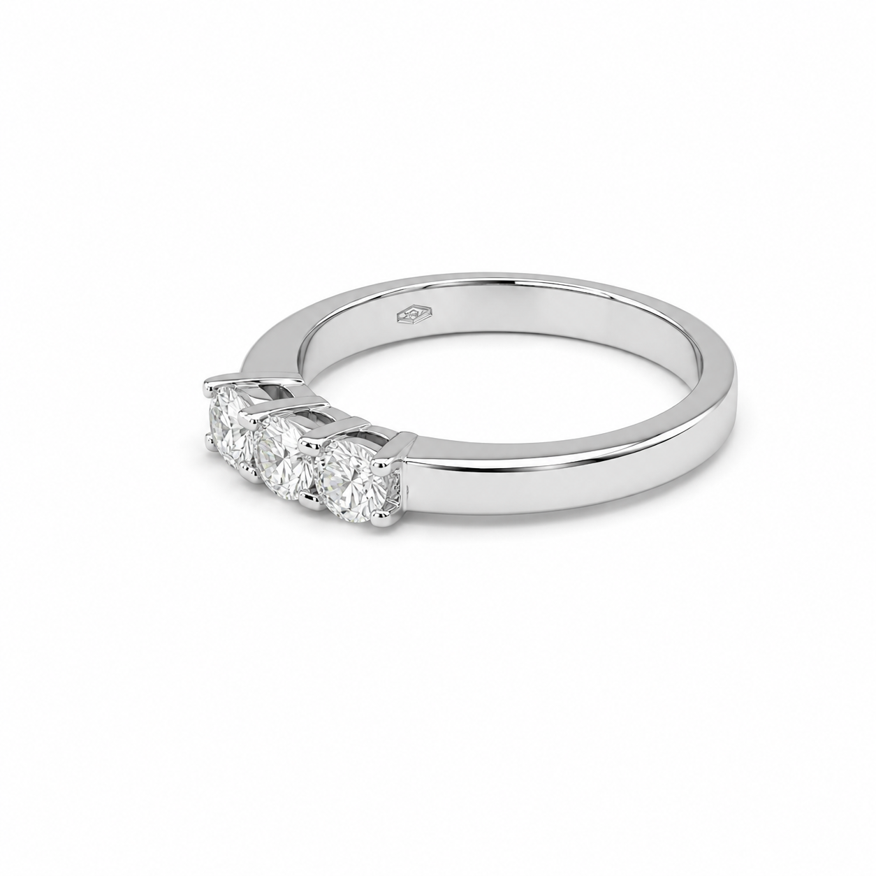 Anello Trilogy in Oro Bianco 9KT con Zirconi Bianchi