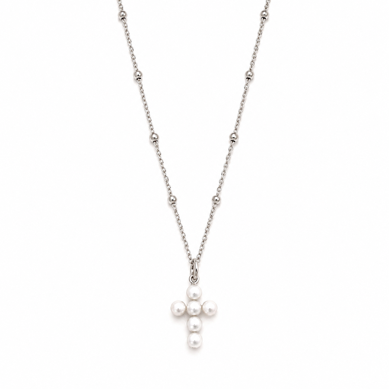 Collana in Argento con Croce di Perle