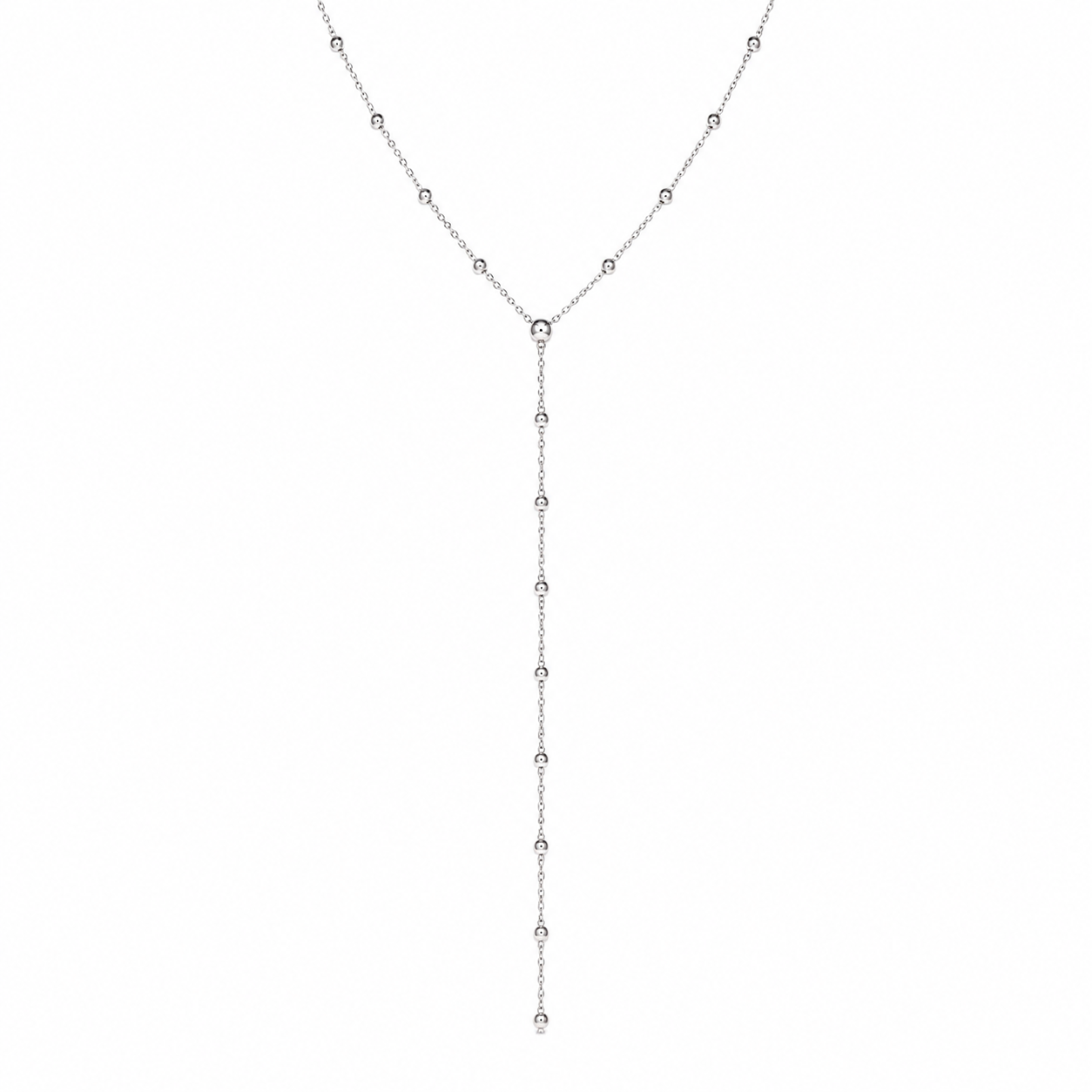 Collana Lunga con Sfere Lucide in Argento