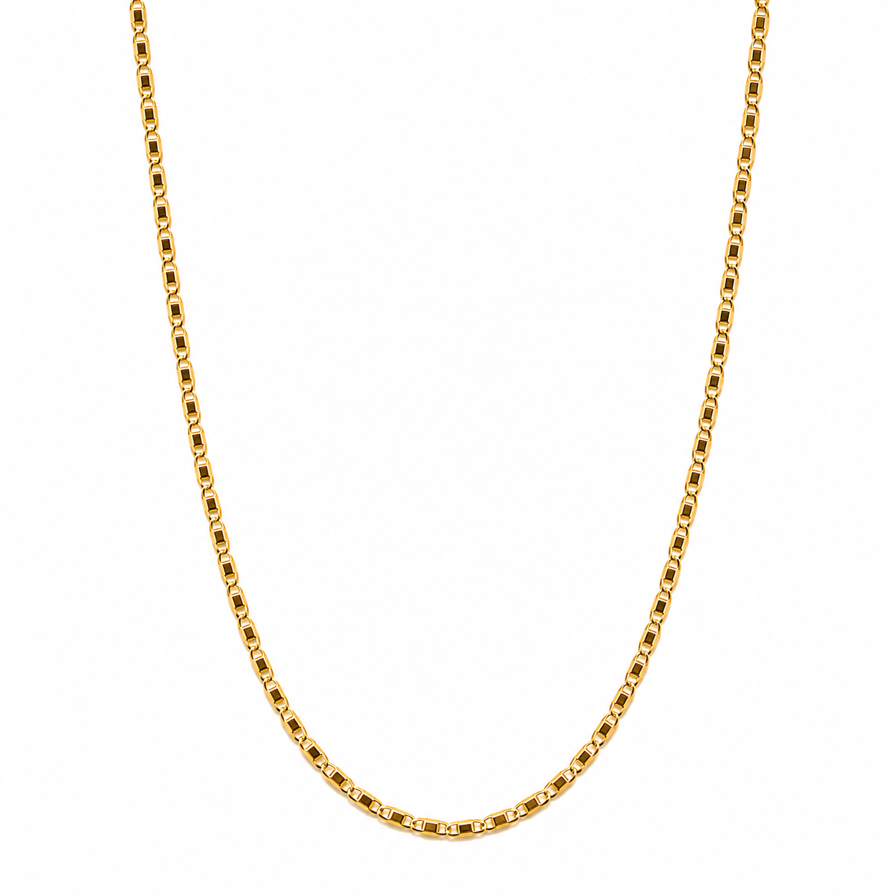 Collana Oro Giallo con Maglie Rettangolari Lucide