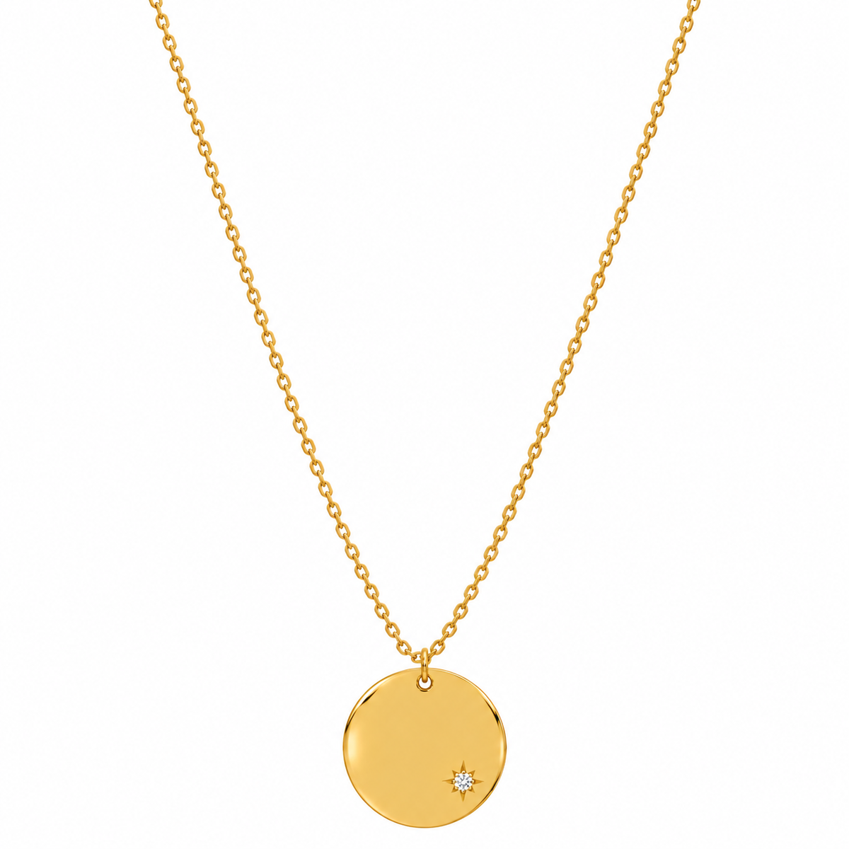 Collana Stella Incisa in Acciaio Dorato