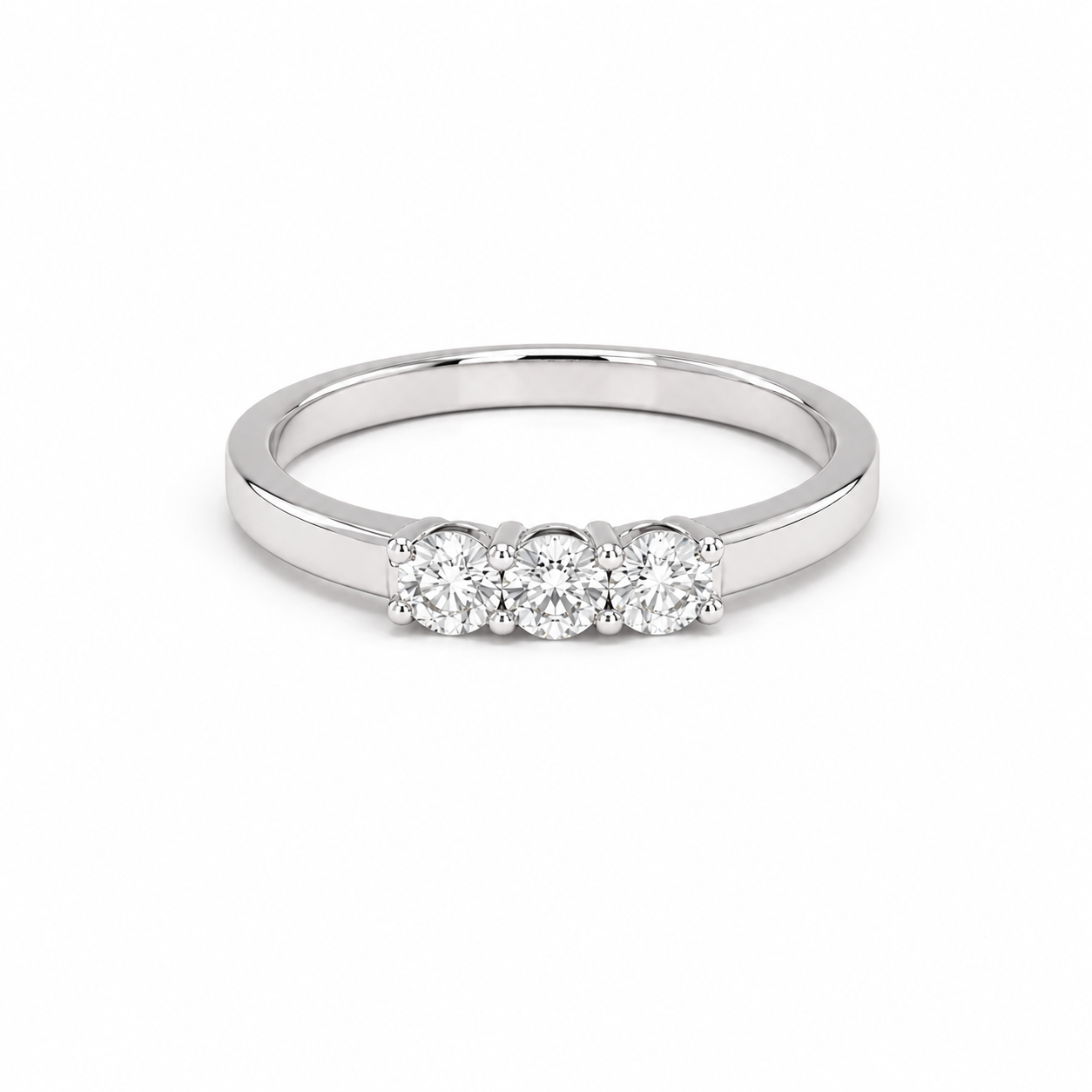 Anello Trilogy in Oro Bianco 9KT con Zirconi Bianchi