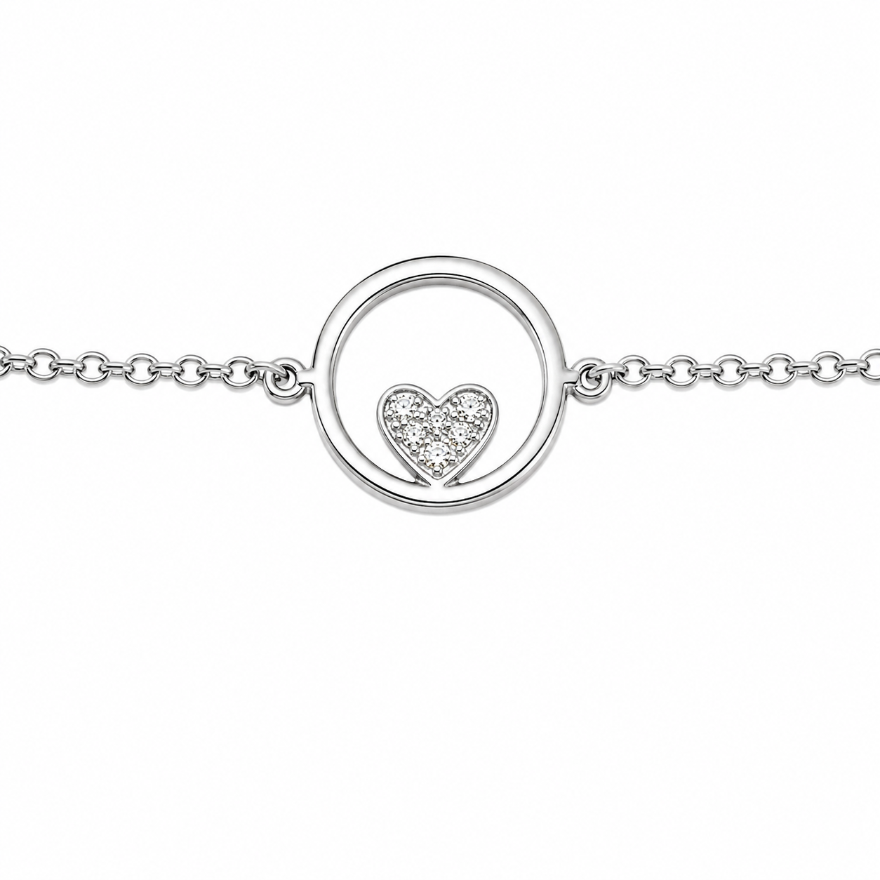 Bracciale Cuore Luminoso con Zirconi in Argento