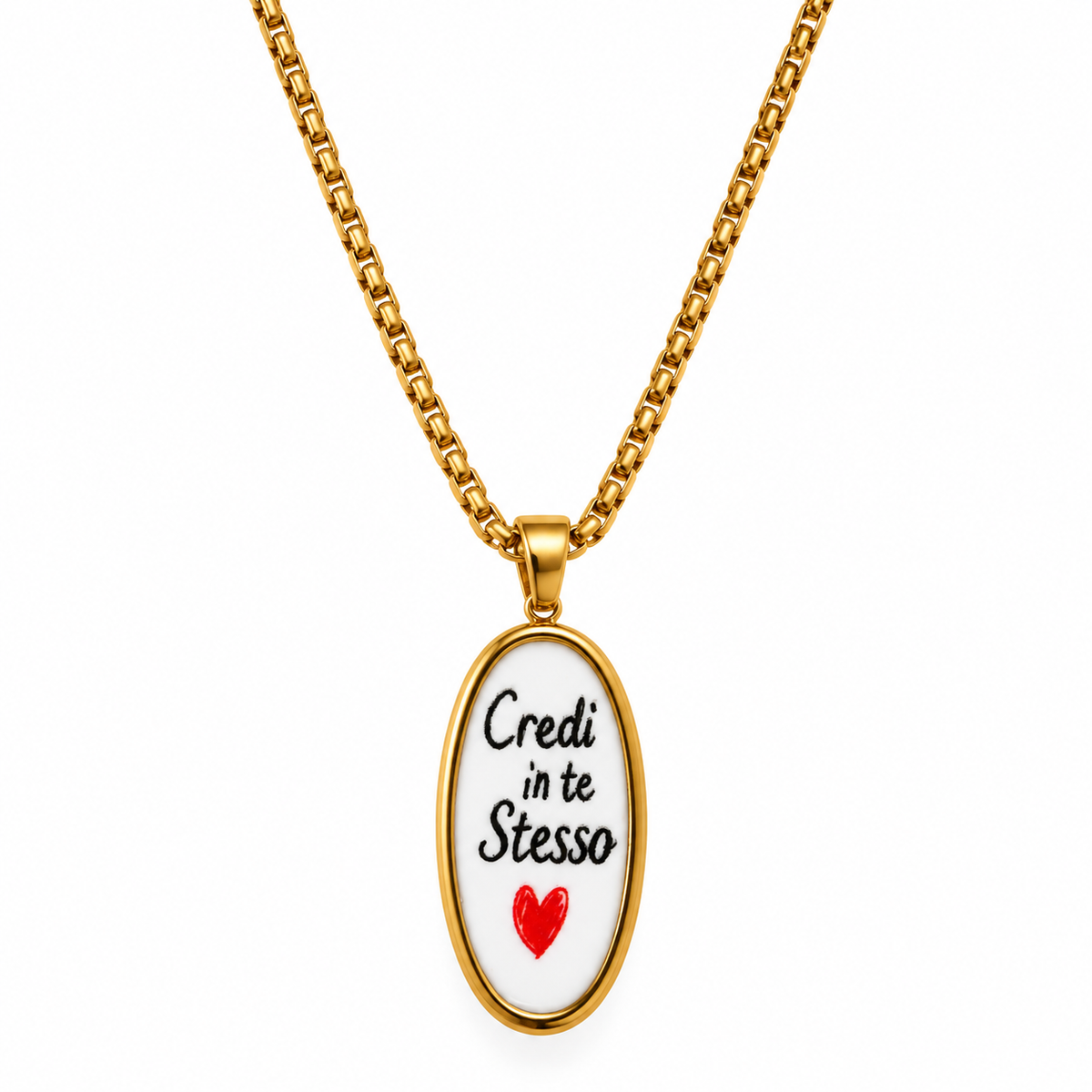 Collana Credi in Te Stesso in Acciaio Dorato