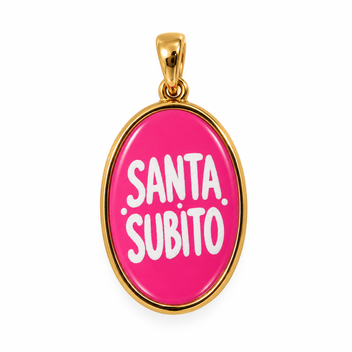 Ciondolo Santa Subito in Acciaio Dorato