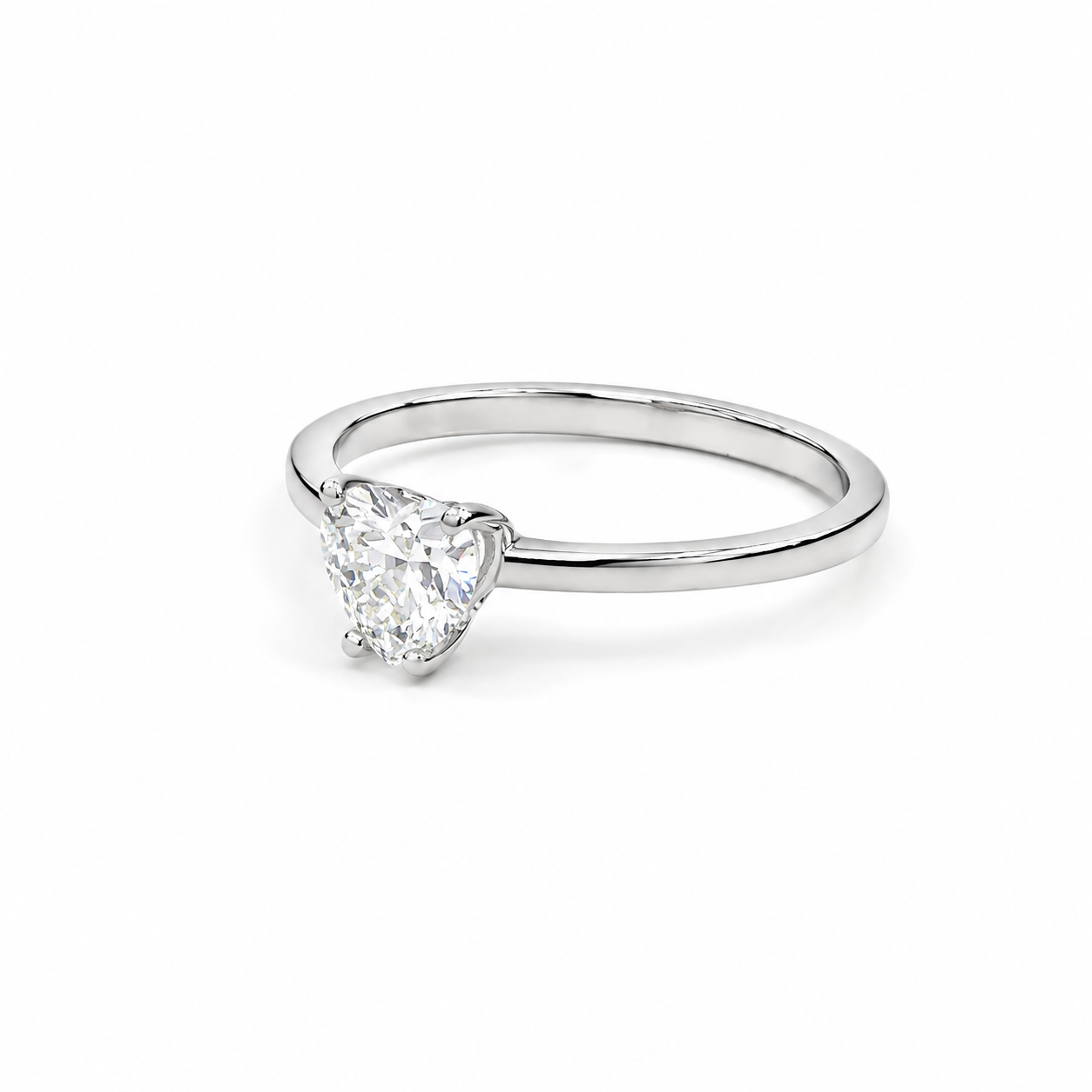 Anello Cuore in Oro Bianco 9Kt con Zircone