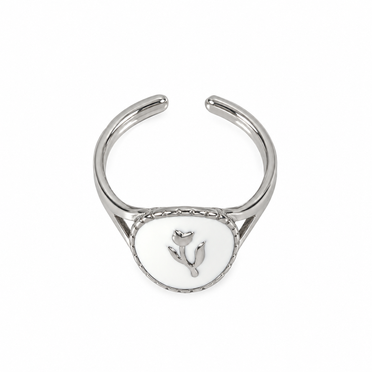 Anello Tulipano in Acciaio Argentato