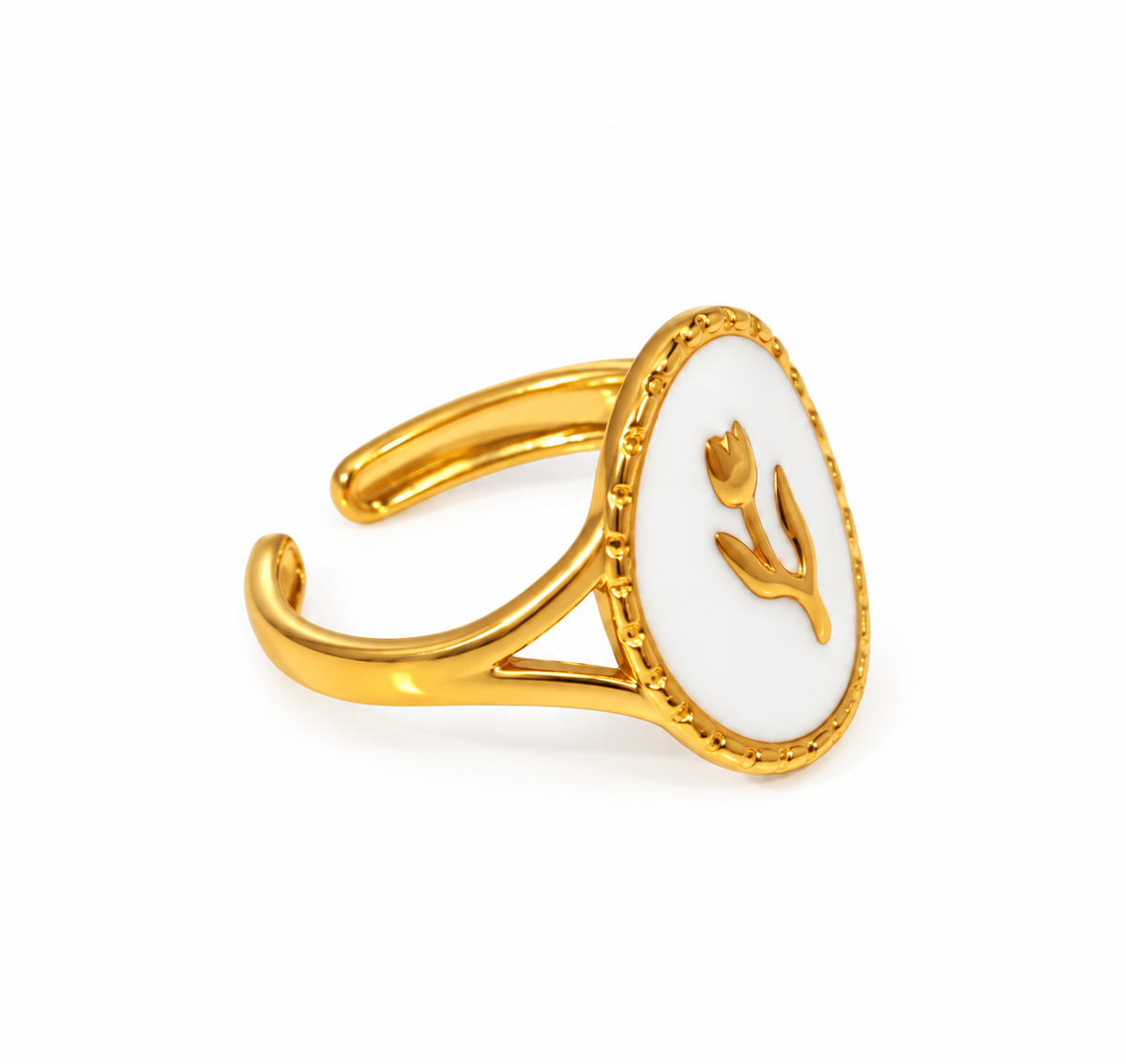 Anello Tulipano in Acciaio Dorato