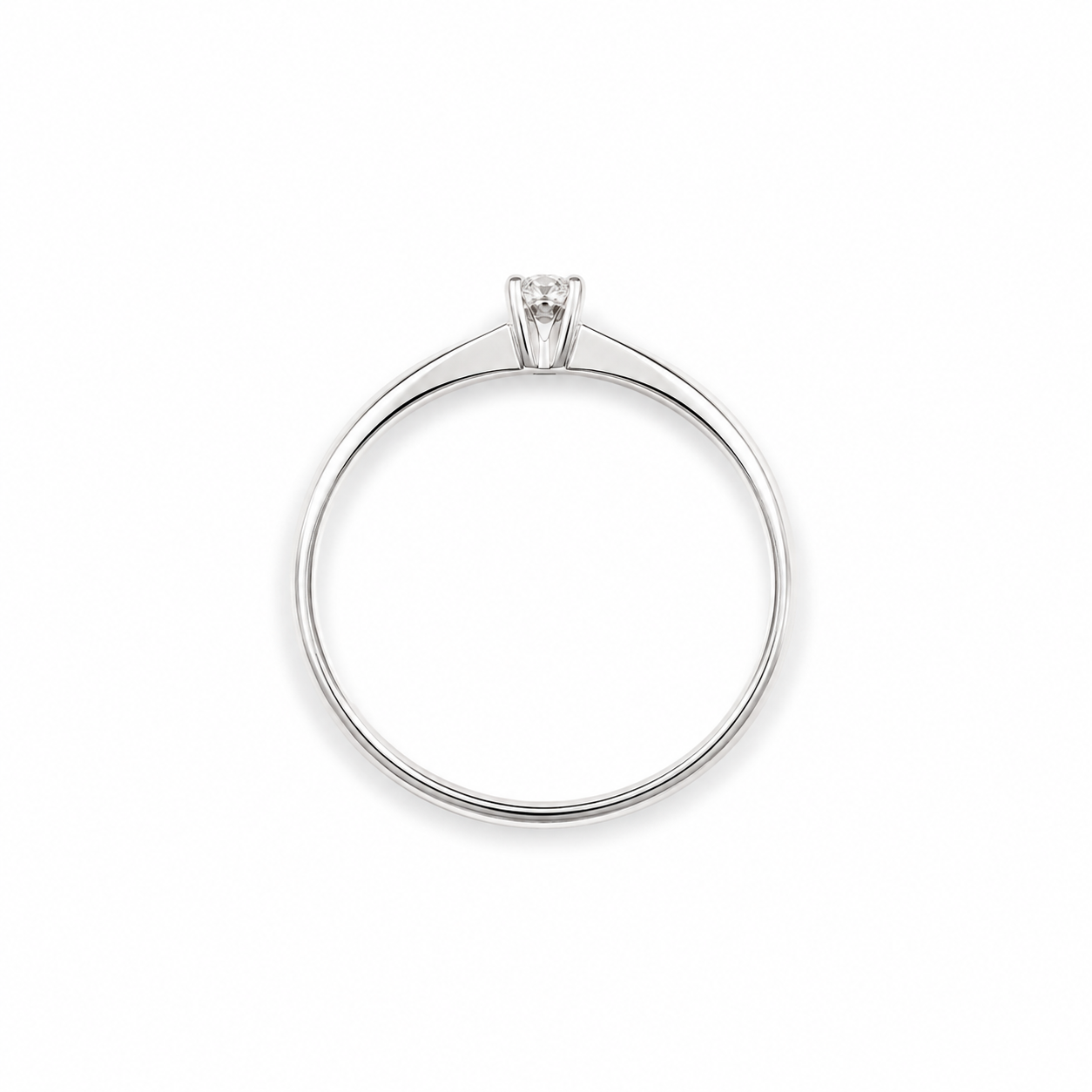 Anello Solitario in Oro Bianco 9kt con Zircone Bianco