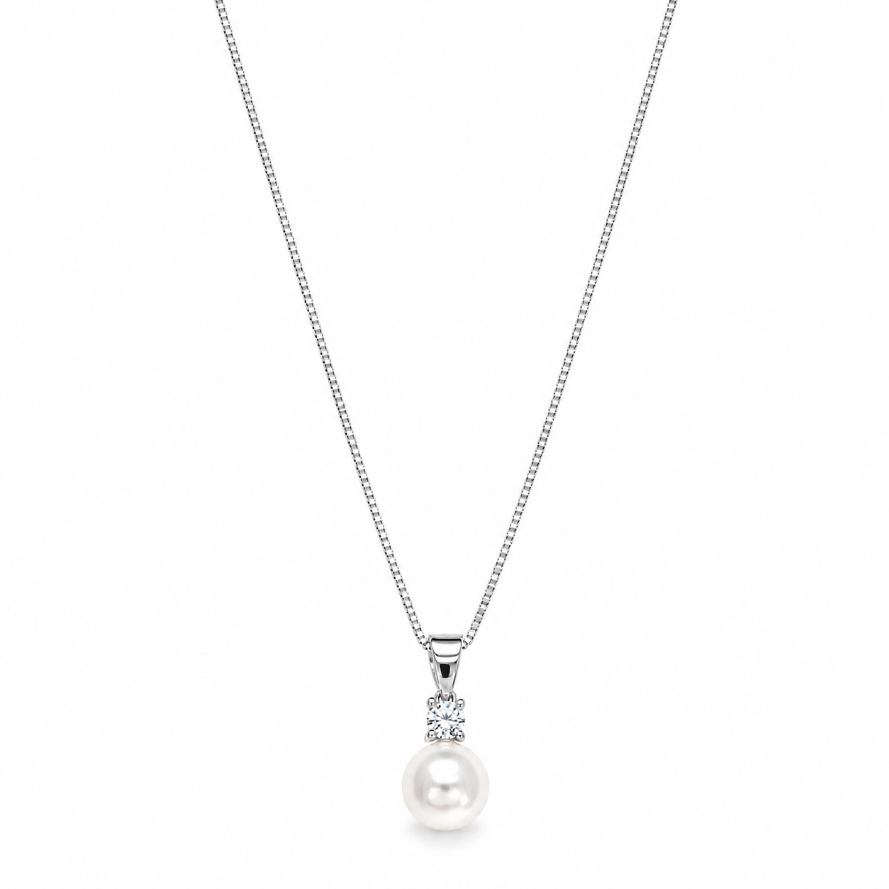 Collana con Perla e Zircone in Argento
