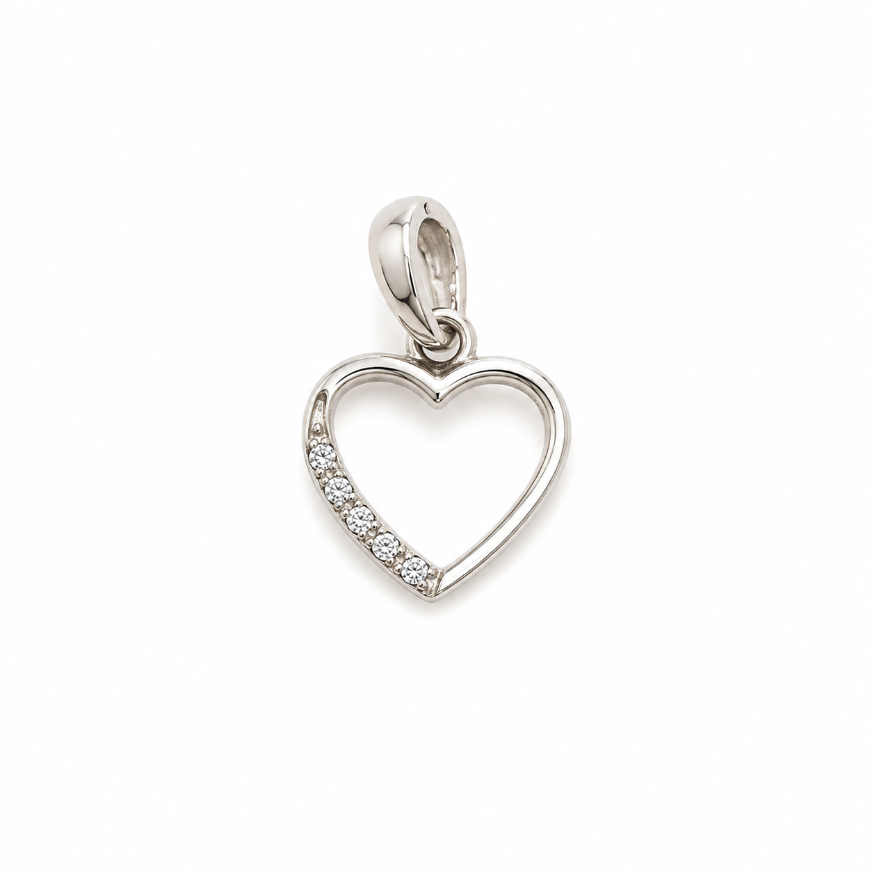 Ciondolo Cuore con Zirconi in Oro Bianco