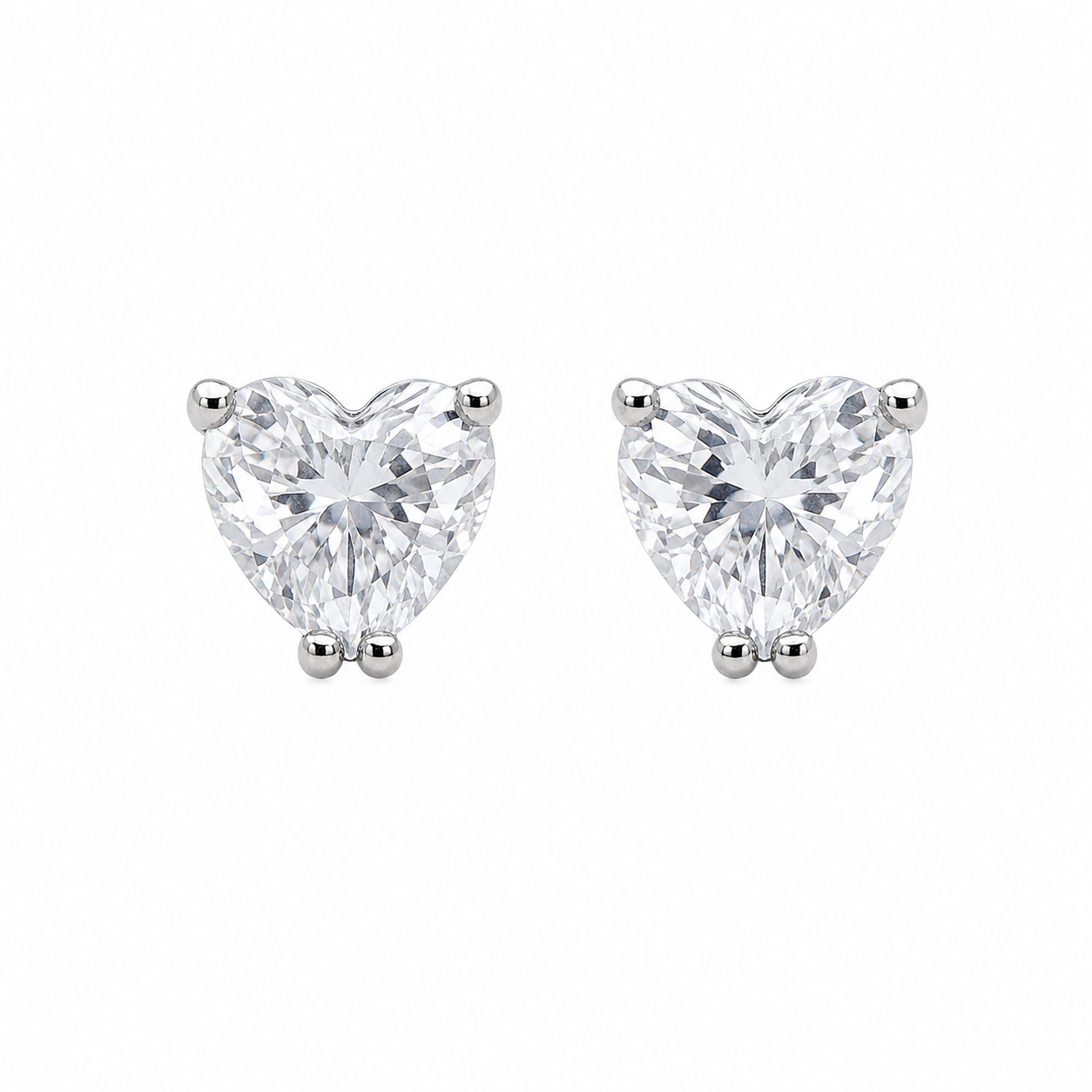 Orecchini Punto Luce Cubic Zirconia Cuore in Oro Bianco