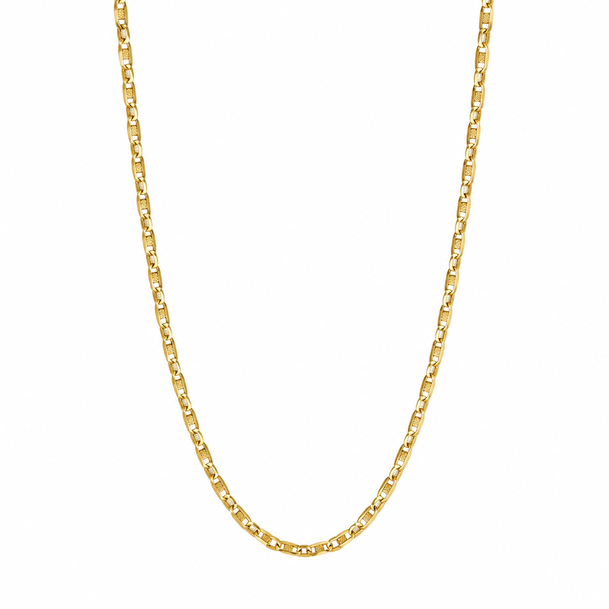 Collana Catena a Maglia Rettangolare in Oro Giallo