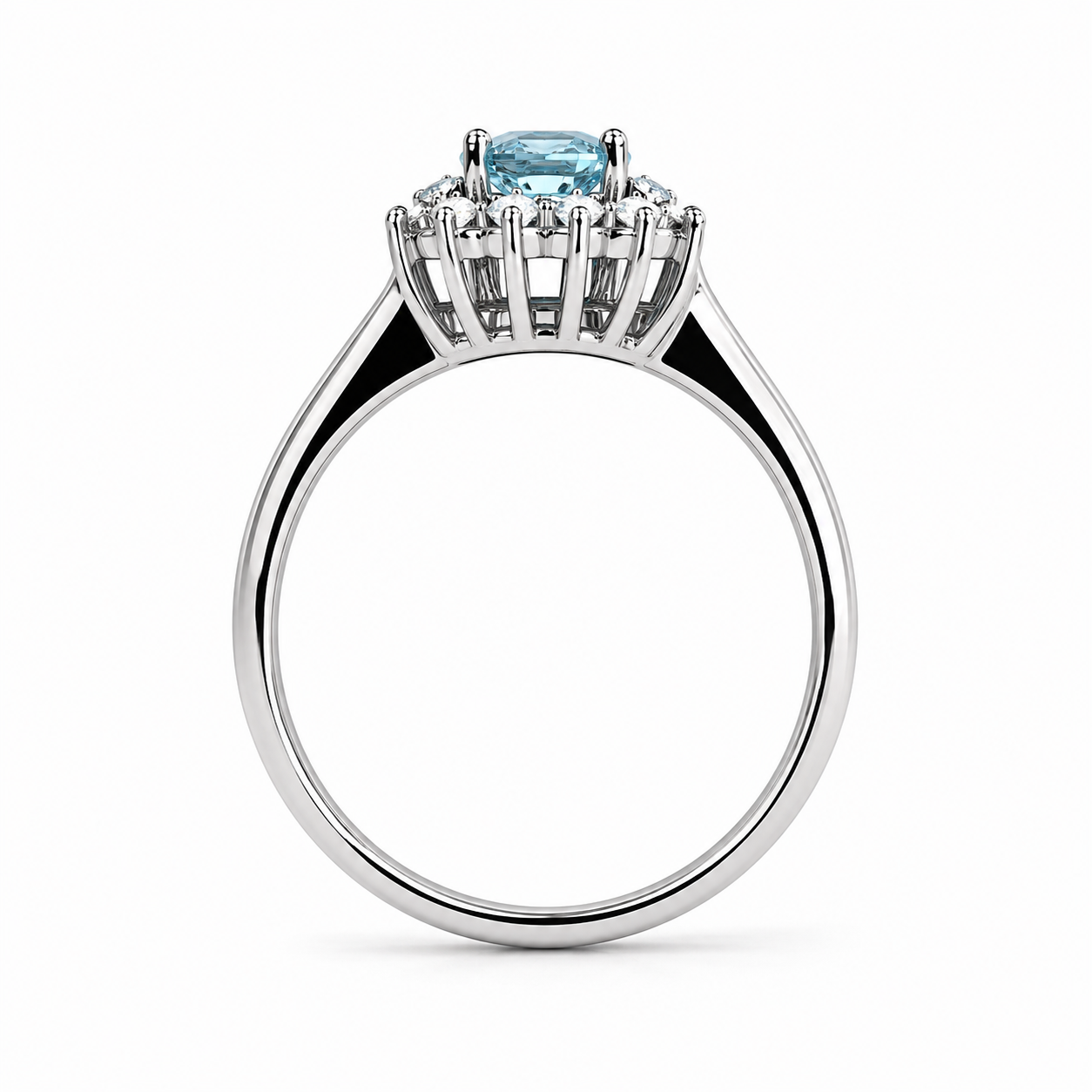Anello Oro 9Kt con Zirconi Azzurro e Bianchi