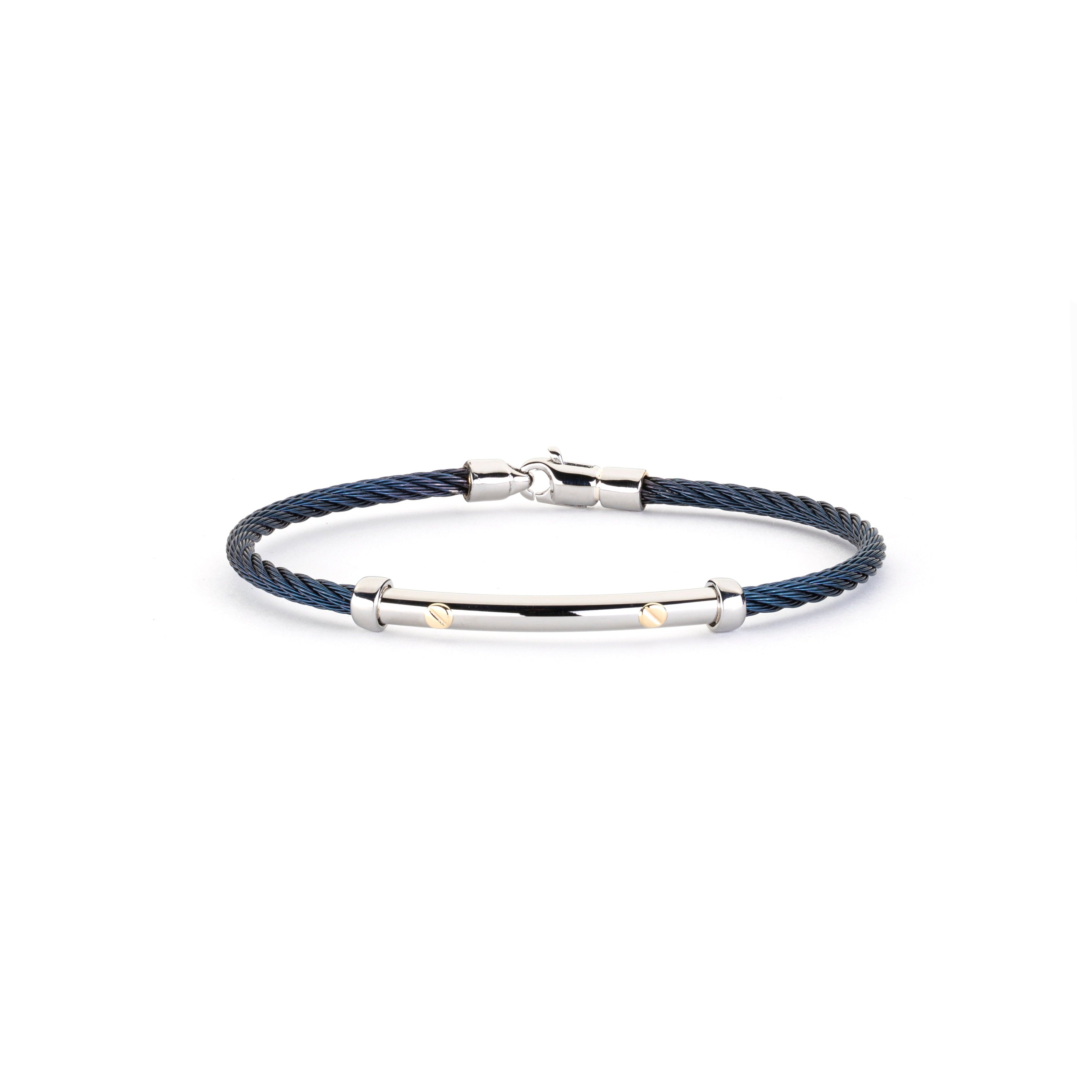 Bracciale rigido in oro e acciaio