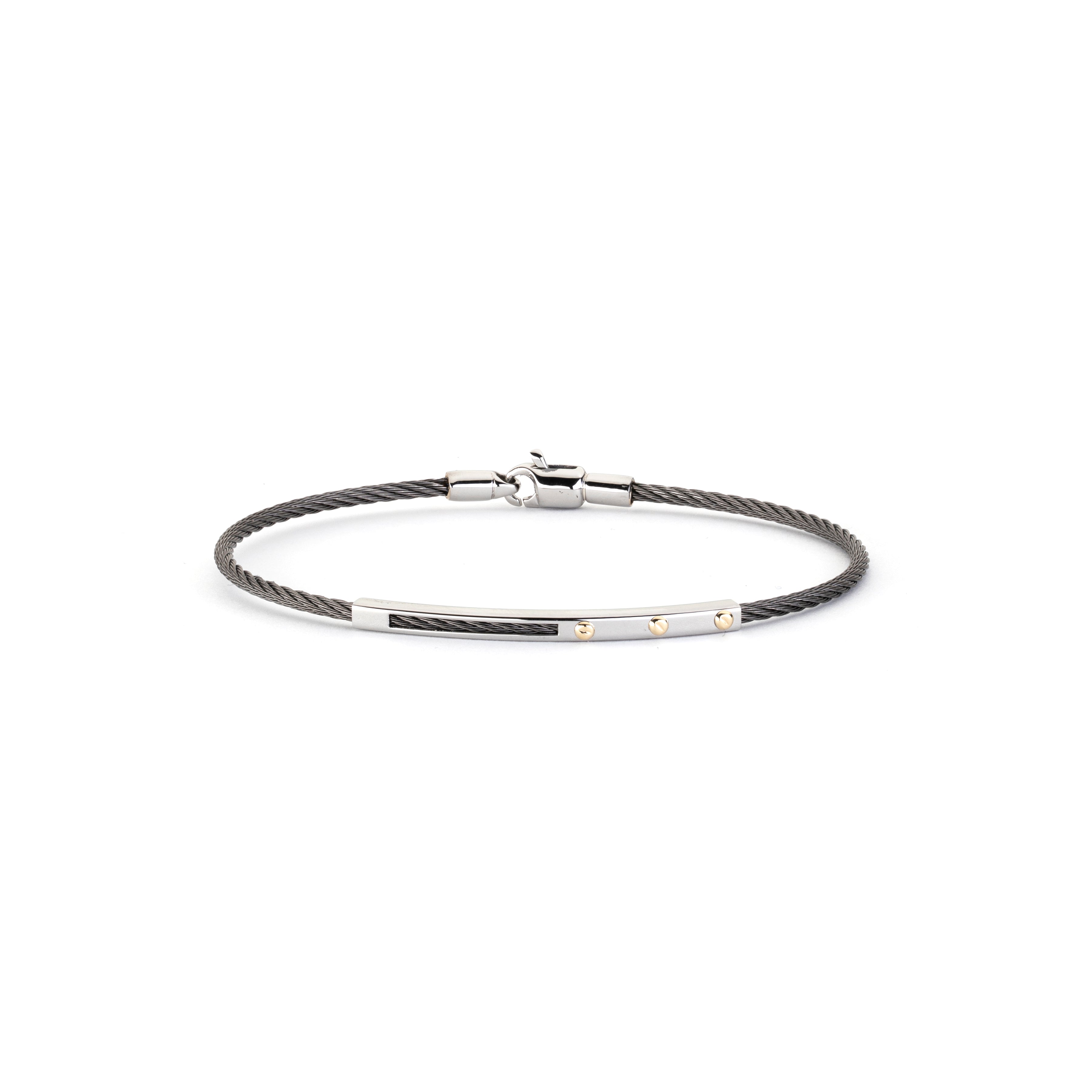 Bracciale rigido in oro e acciaio