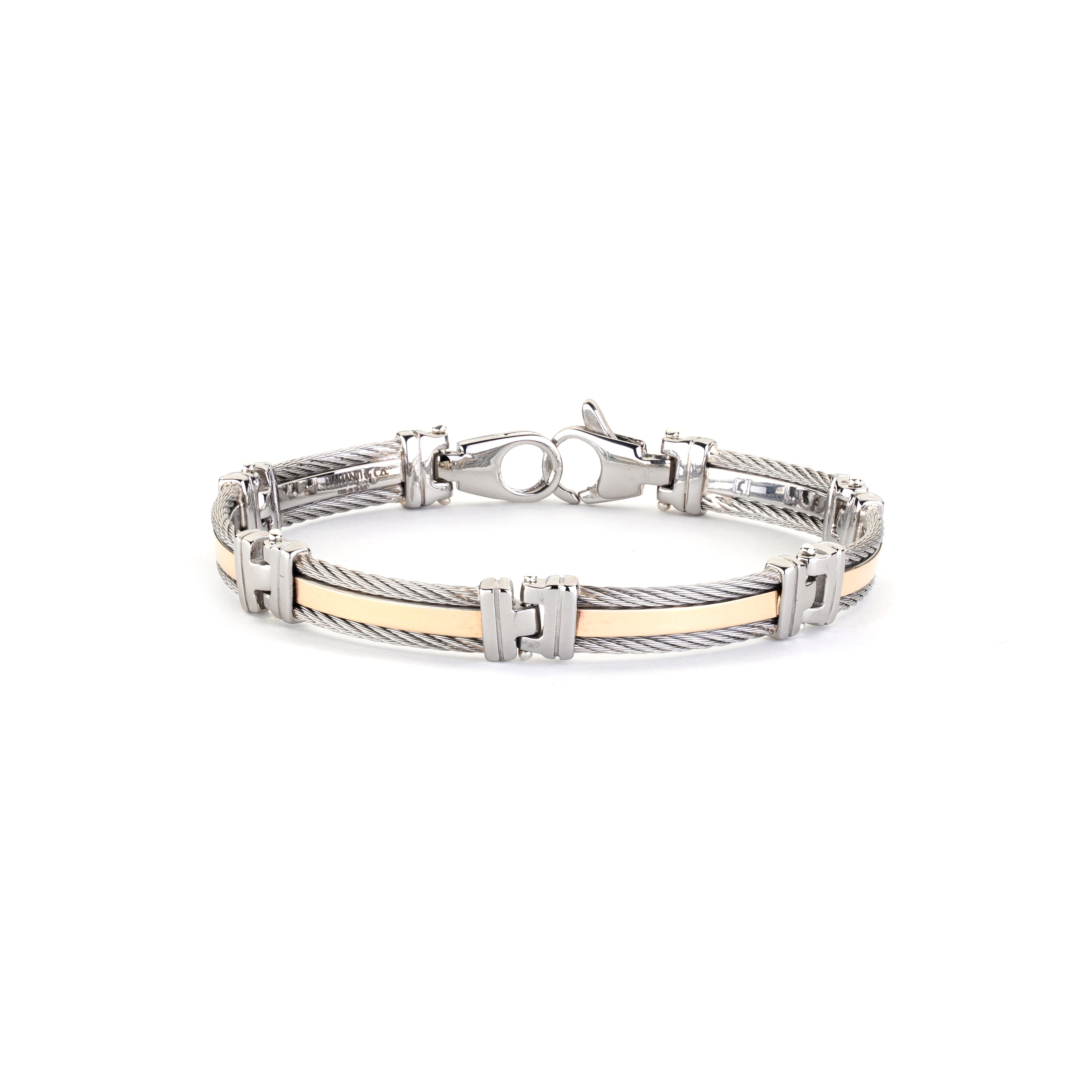 Bracciale semirigido in oro e acciaio