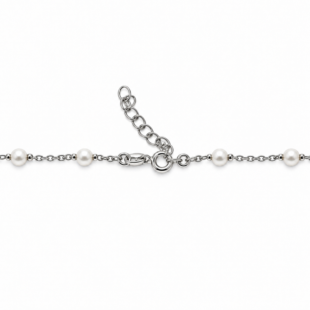 Collana in Argento con Perle e Croce di Zirconi
