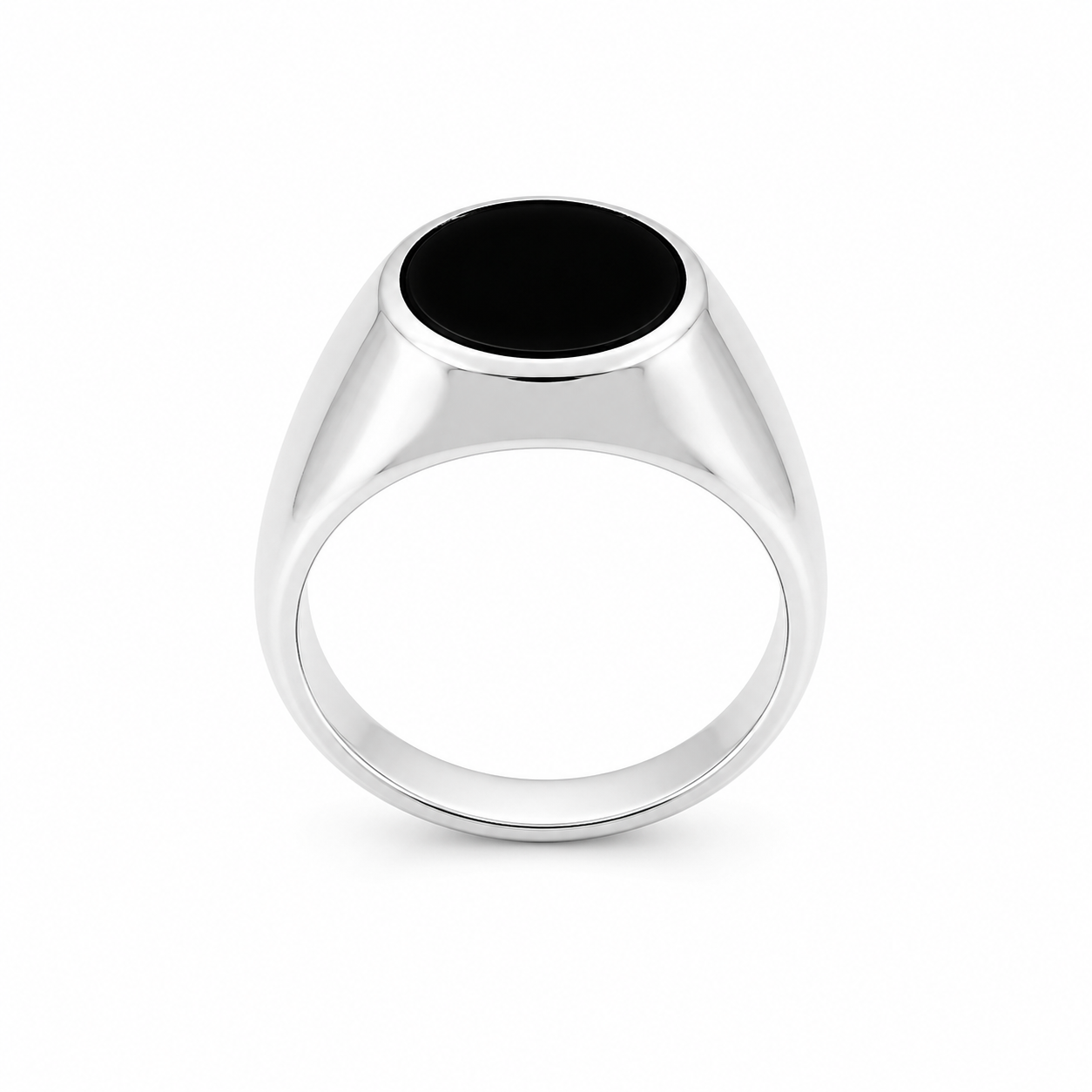 Anello Scudo Ovale Nero in Argento