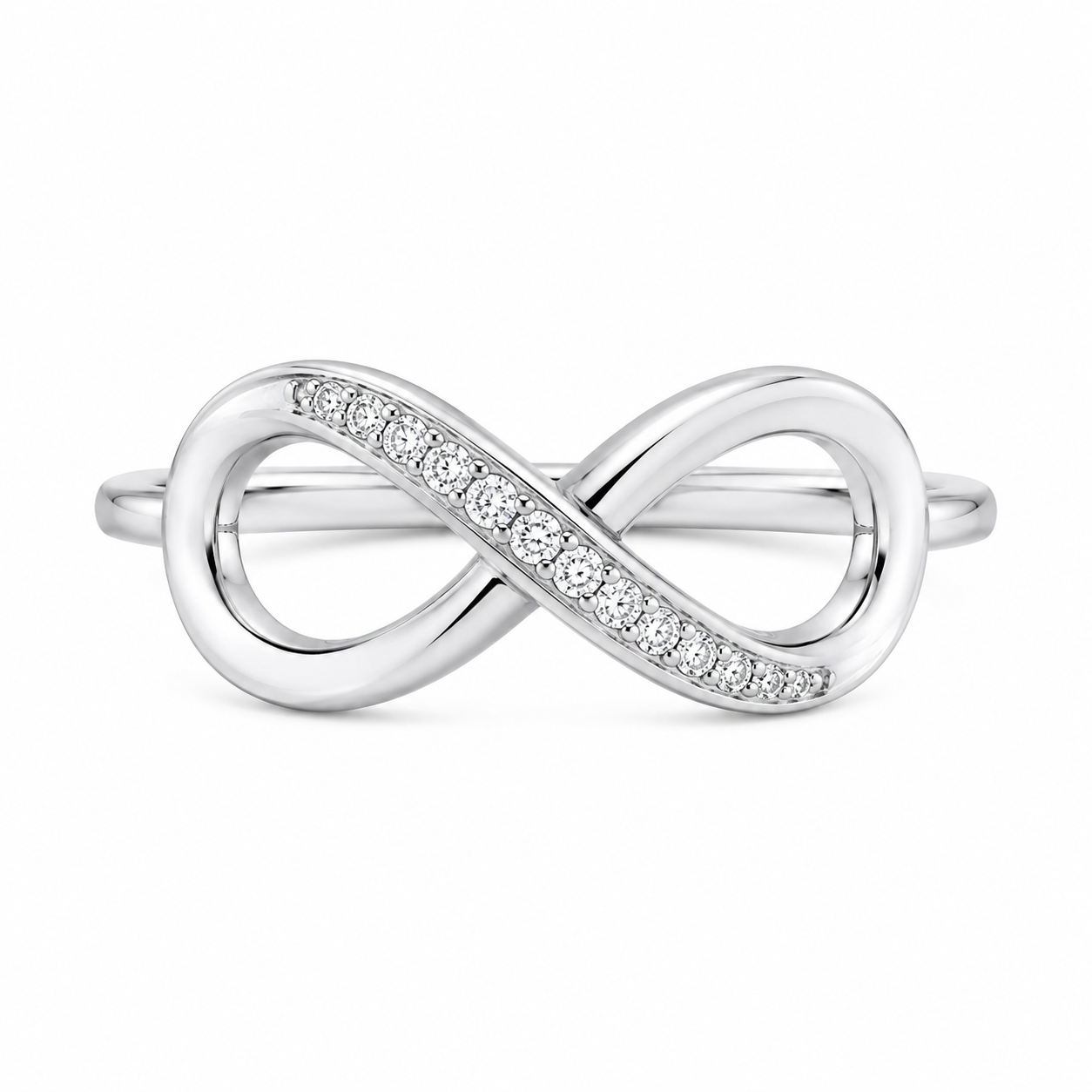 Anello Infinito in Argento e Zirconi