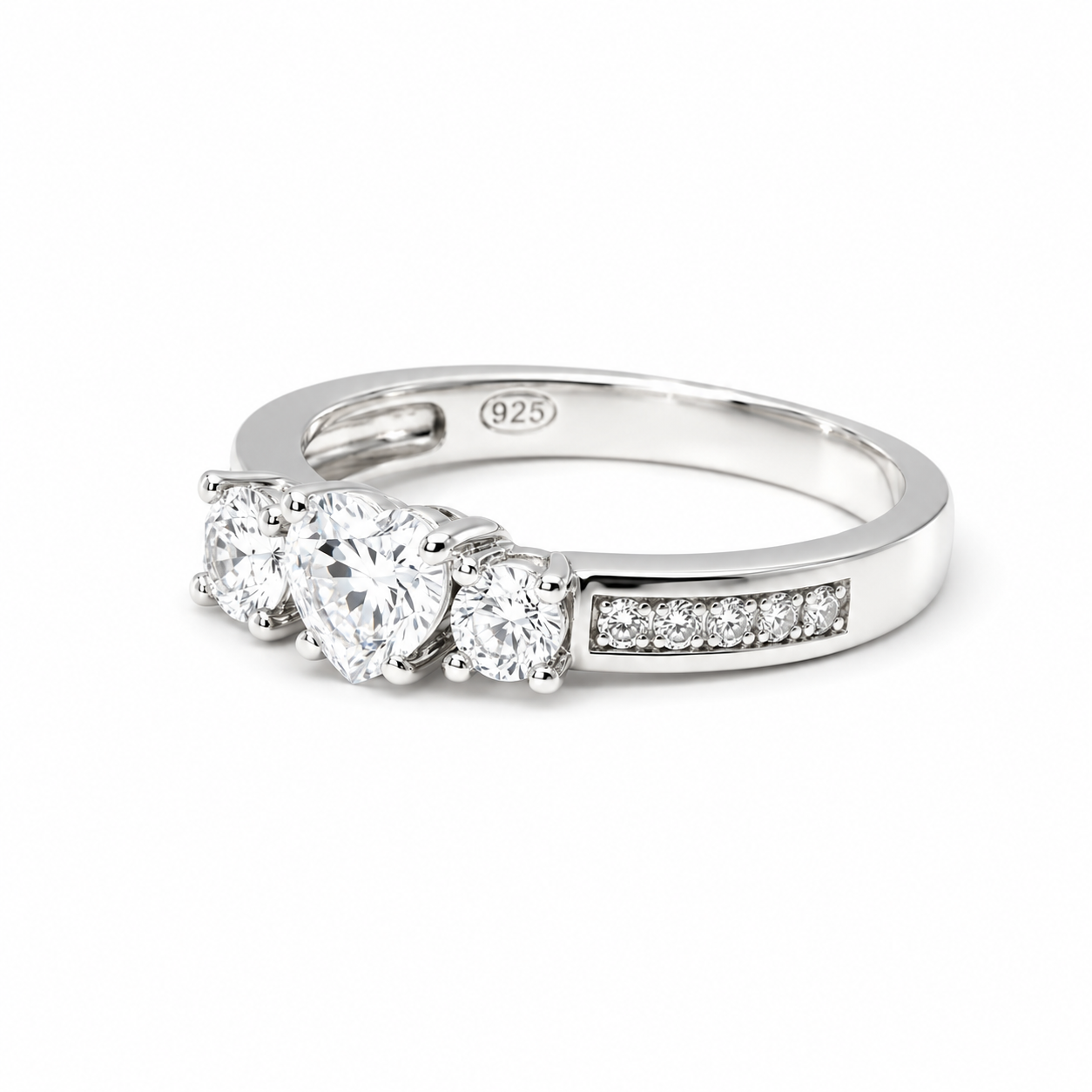 Anello Cuore Trilogy in Argento con Zirconi Brillanti