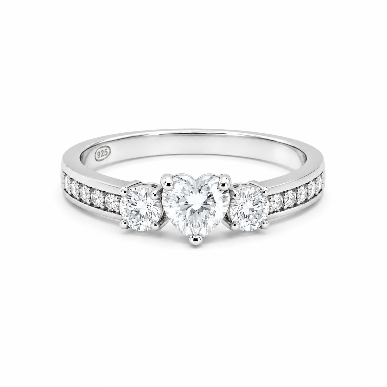 Anello Cuore Trilogy in Argento con Zirconi Brillanti