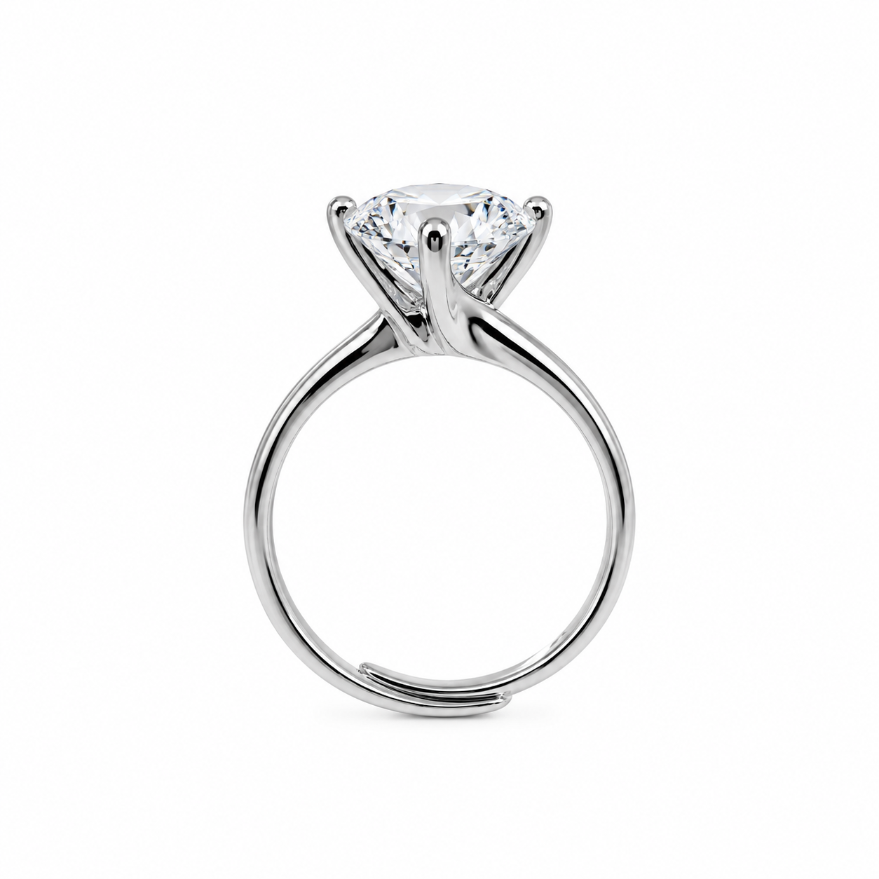 Anello Solitario con Zircone Taglio Brillante e Finitura Argento