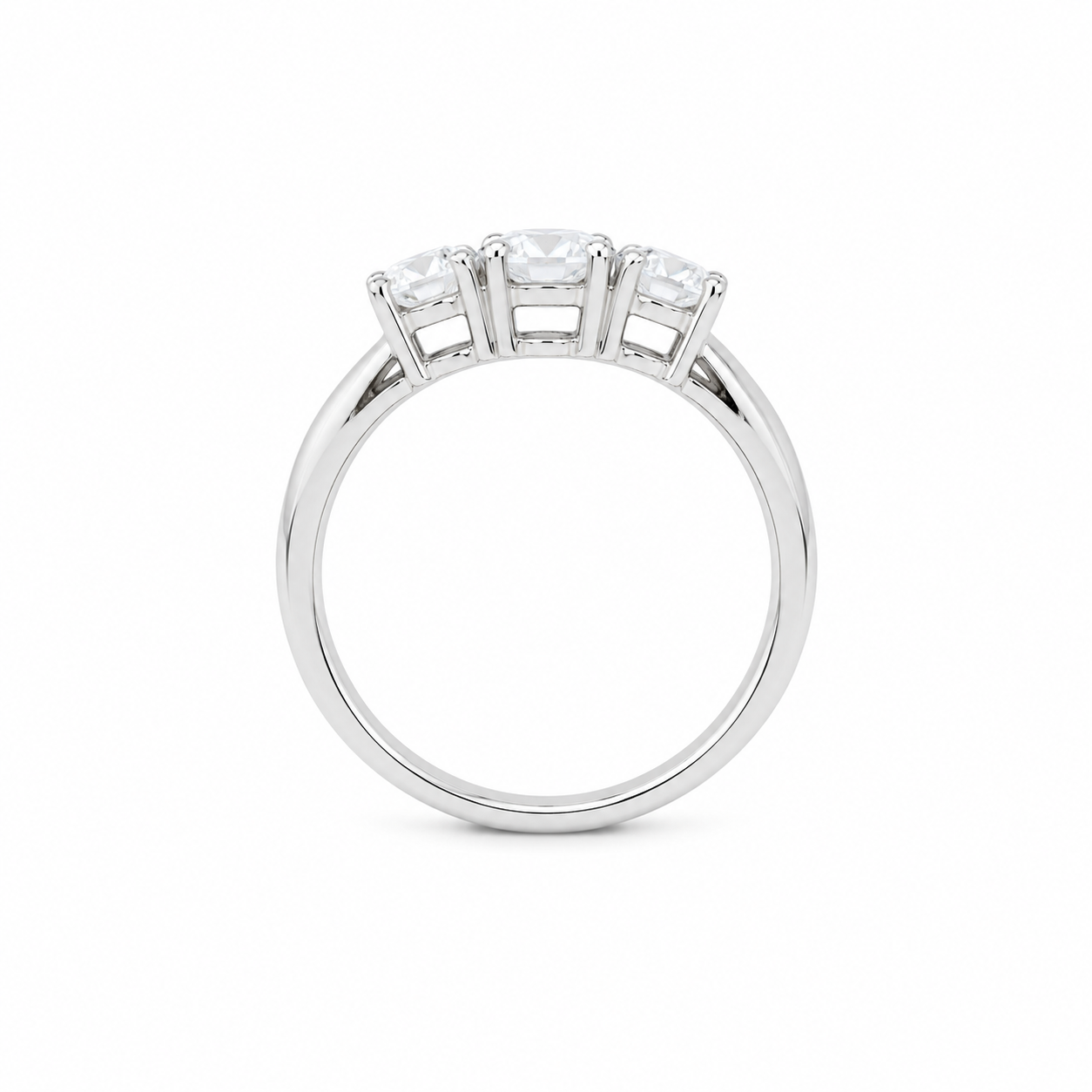 Anello Trilogy Classico con Tre Zirconi Taglio Brillante e Finitura Argento