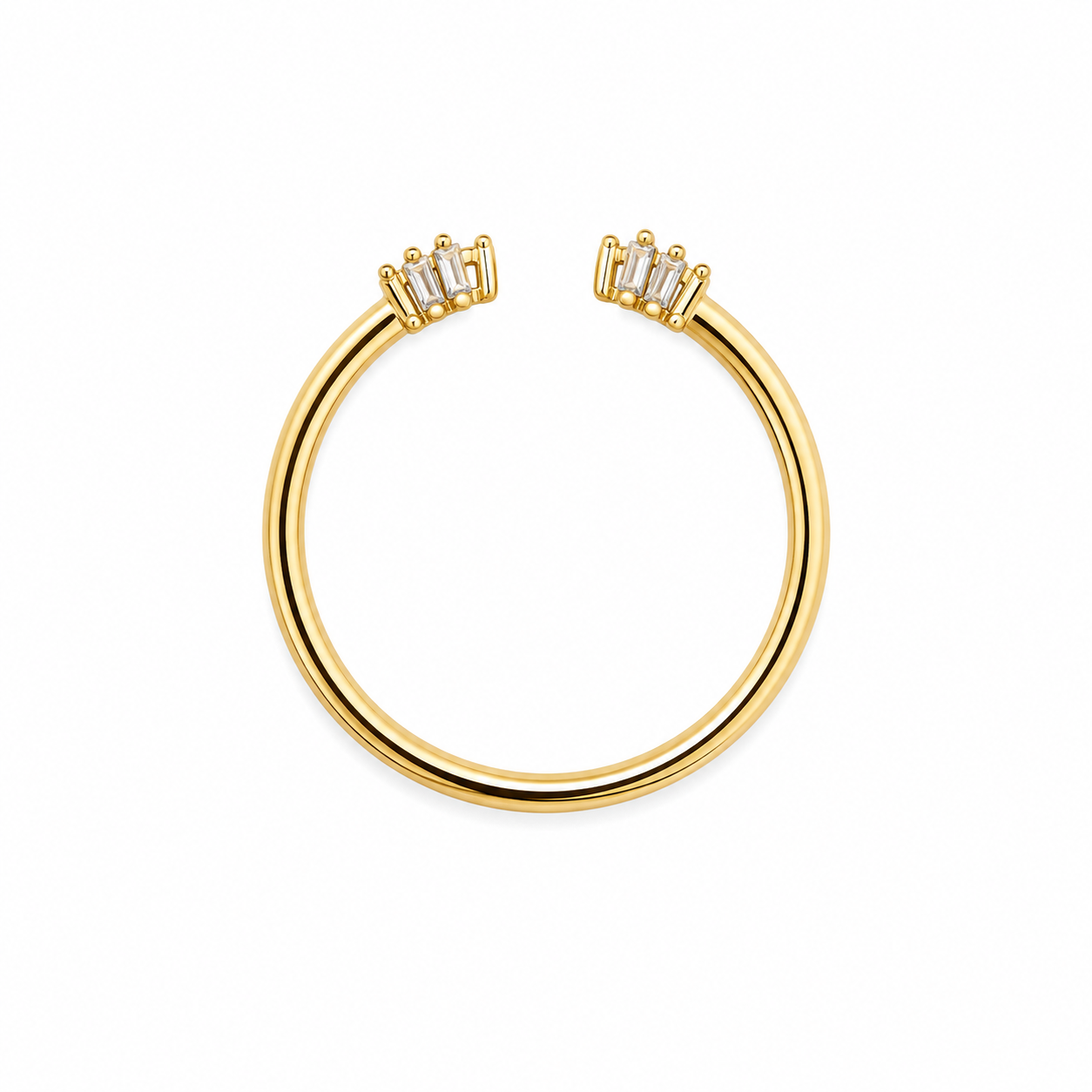Anello Aperto Fiore Pavé con Zirconi Bianchi Placcato Oro