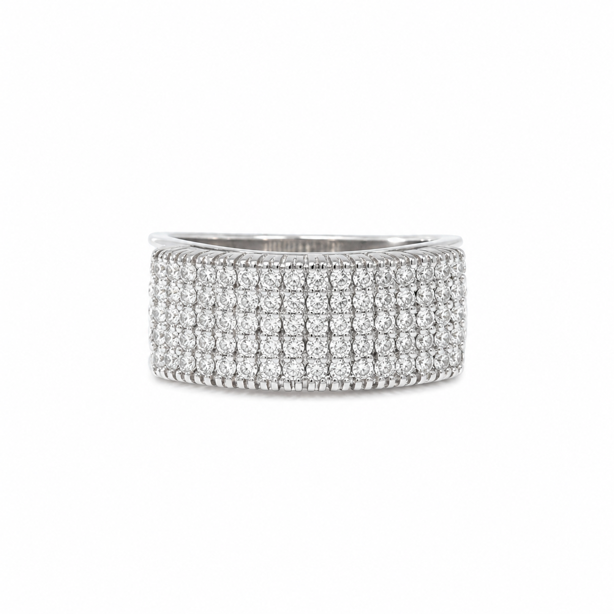Anello Fascia Pavé in Argento