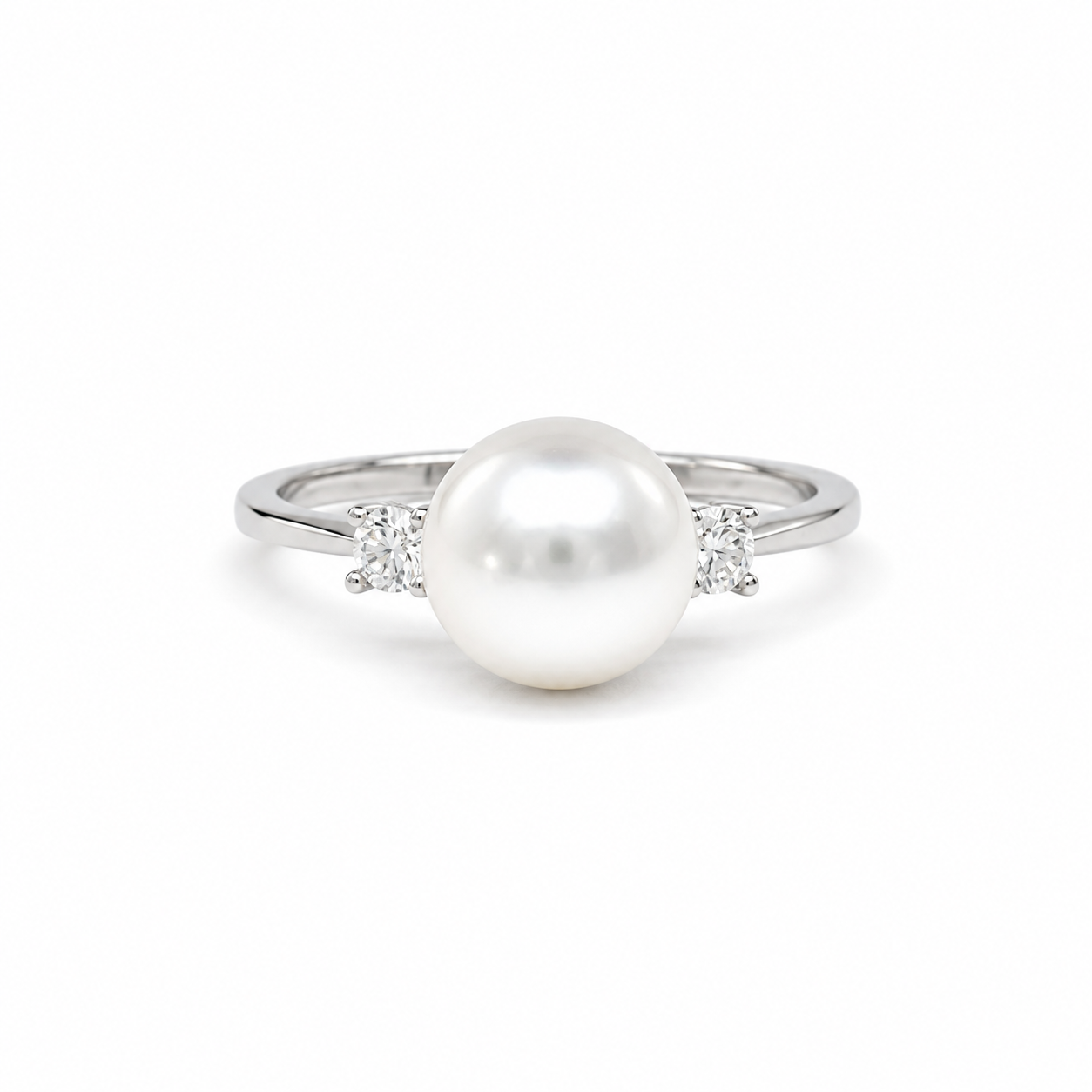 Anello Perla Elegance con Zirconi Bianchi e Finitura Argento