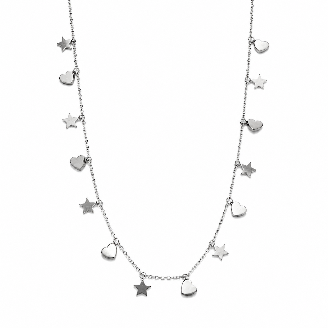 Collana Cuori e Stelle in Acciaio