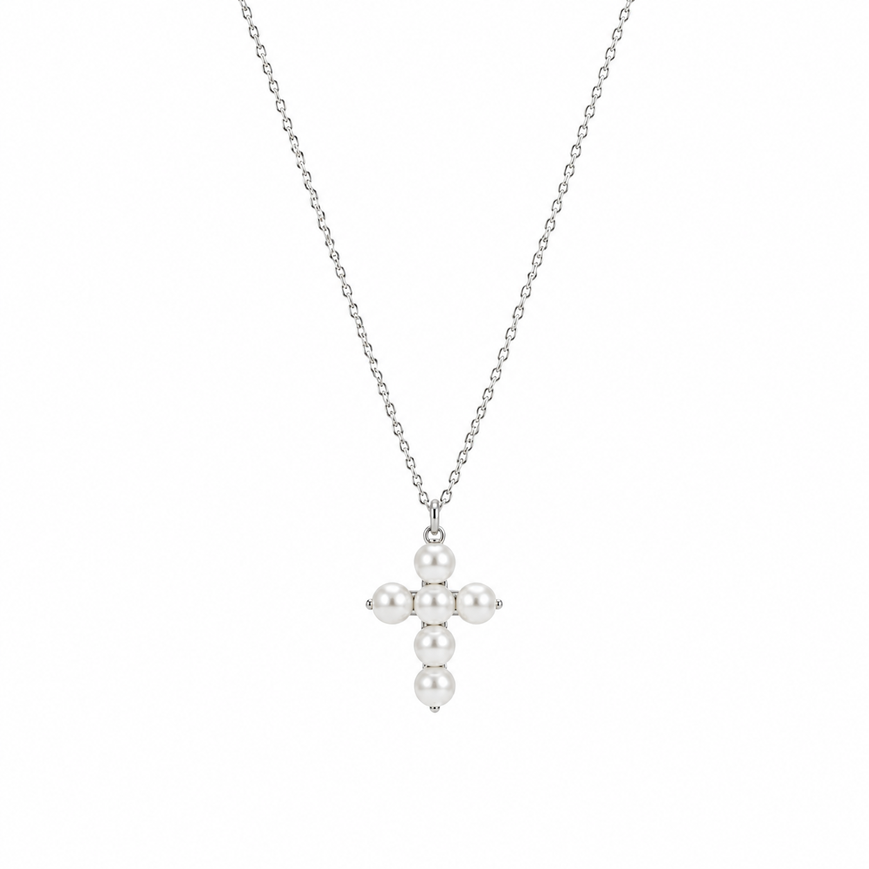 Collana Croce di Perle in Acciaio