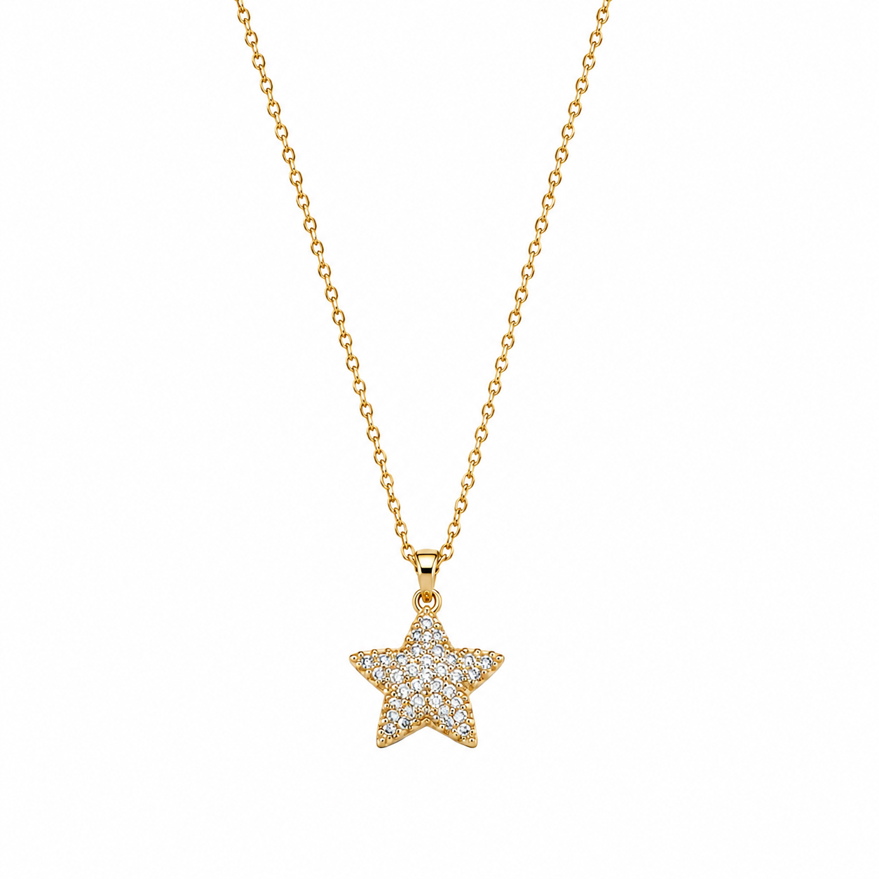 Collana Stella con Zirconi in Acciaio Dorato