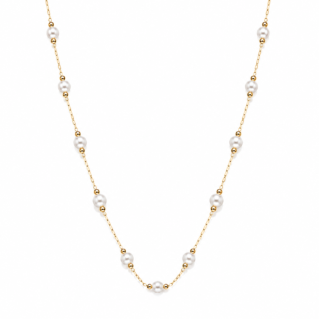 Collana in Acciaio Dorato con Perle