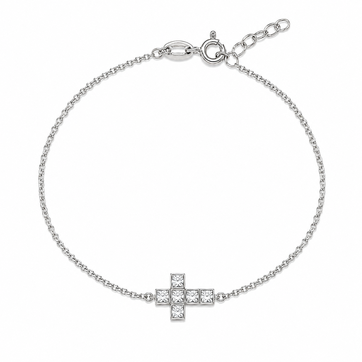 Bracciale Croce con Zirconi in Argento